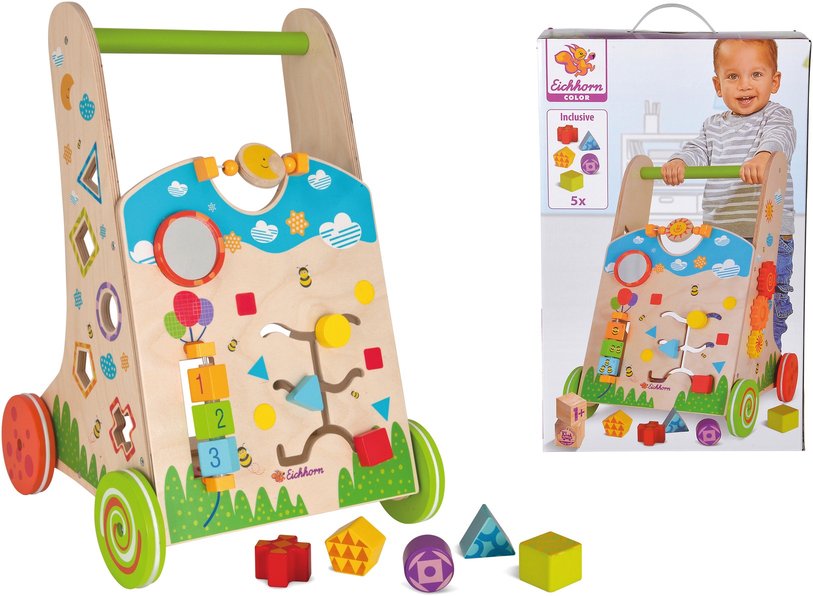 Eichhorn Lauflernwagen »Color, Spiel- und Lauflernwagen«, aus Holz