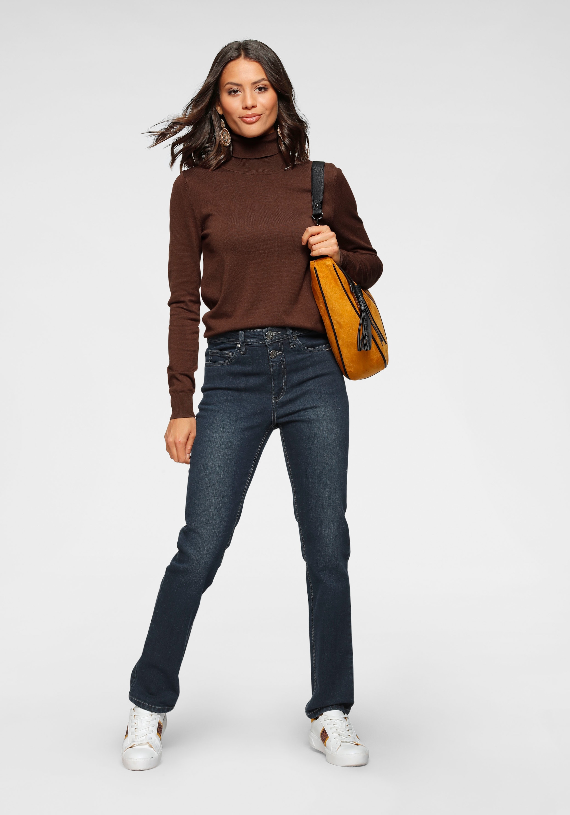 Bruno Banani Rollkragenpullover mit Metalllogo