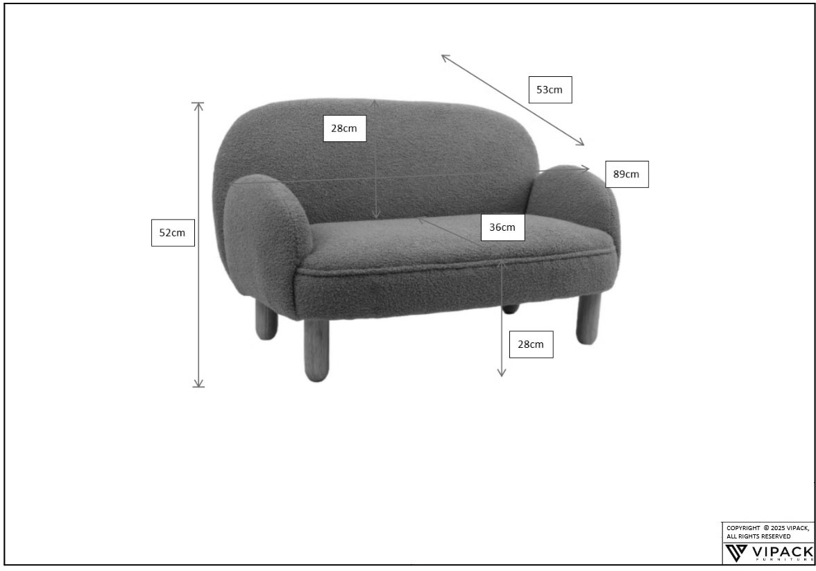 Vipack 1,5-Sitzer »für Kinder in verspielter Optik, ein Highlight für das Kinderzimmer« Bezug flauschiger Bouclé Stoff, zwei Farben zur Wahl