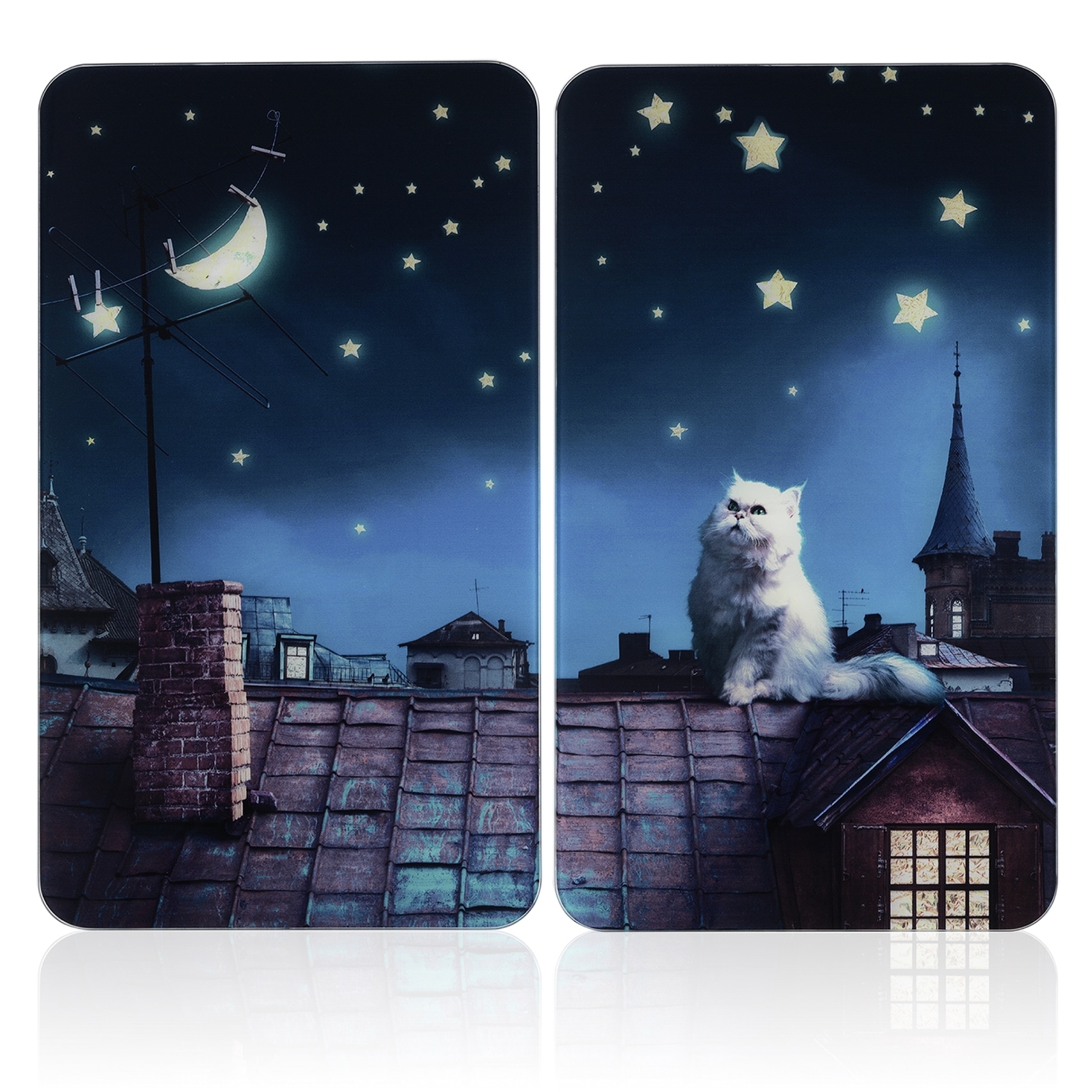 Maximex Herd-Abdeckplatte »Universal Modell Moon Cat«, (Set, 2 tlg.), Herdabdeckung für alle Herdarten, kratzfest, mit rutschfesten Füßen