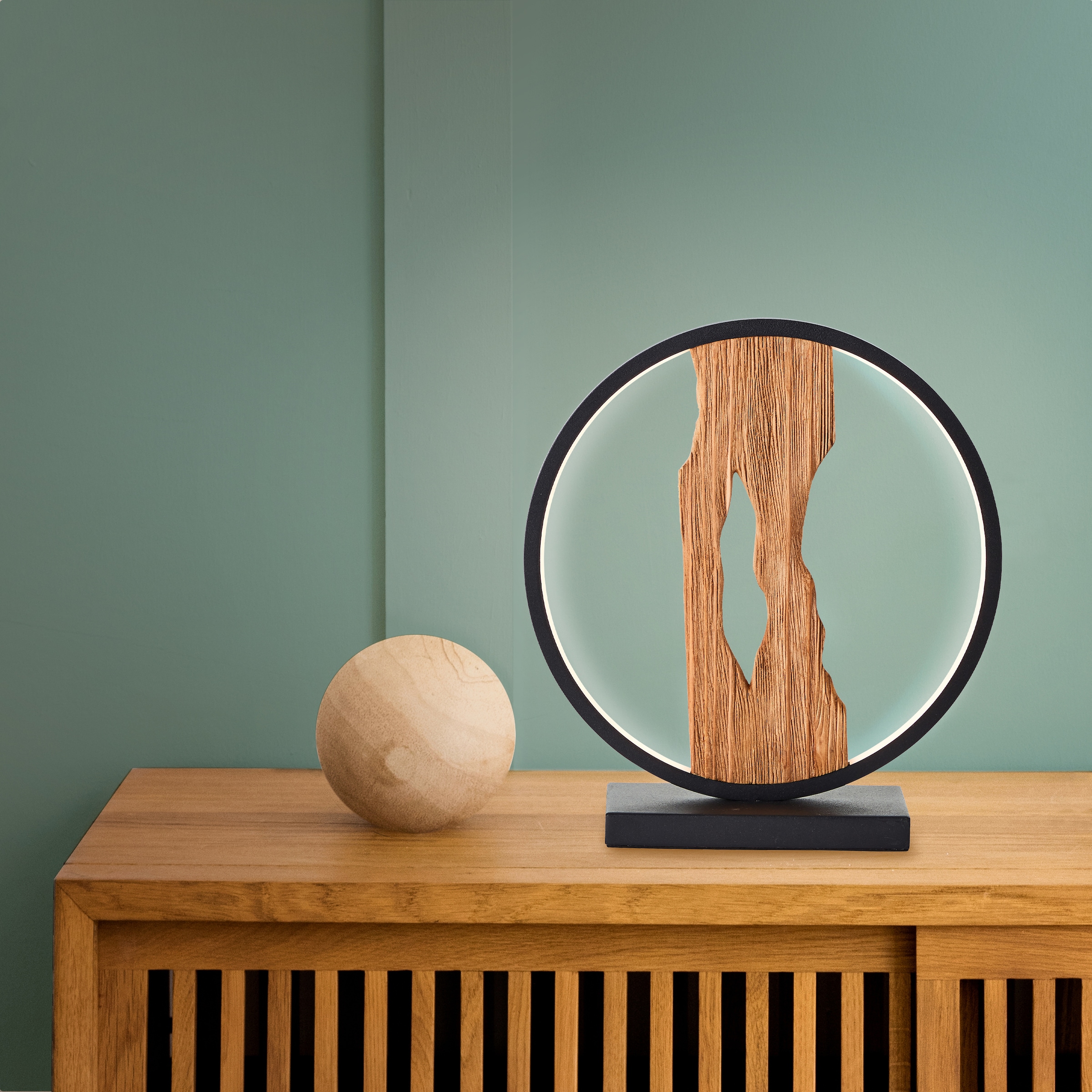 Brilliant LED Tischleuchte »Chaumont«, Höhe 28 cm, 850 lm, Aluminium/Metall/Holz, schwarz/holz