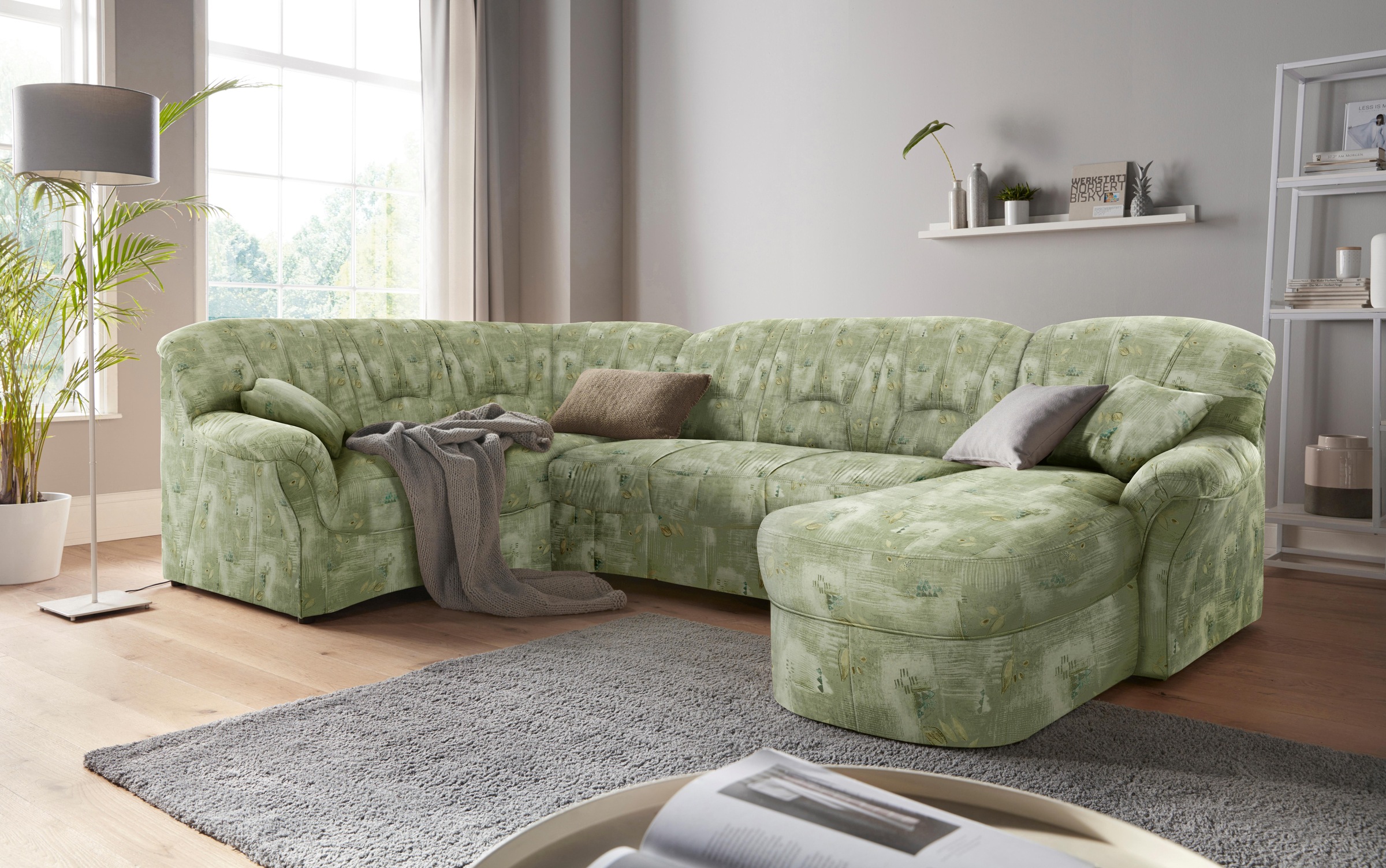 DOMO collection Wohnlandschaft »Bahia mit viel Platz, zeitloses Design, U-Form«, wahlweise mit Bettfunktion