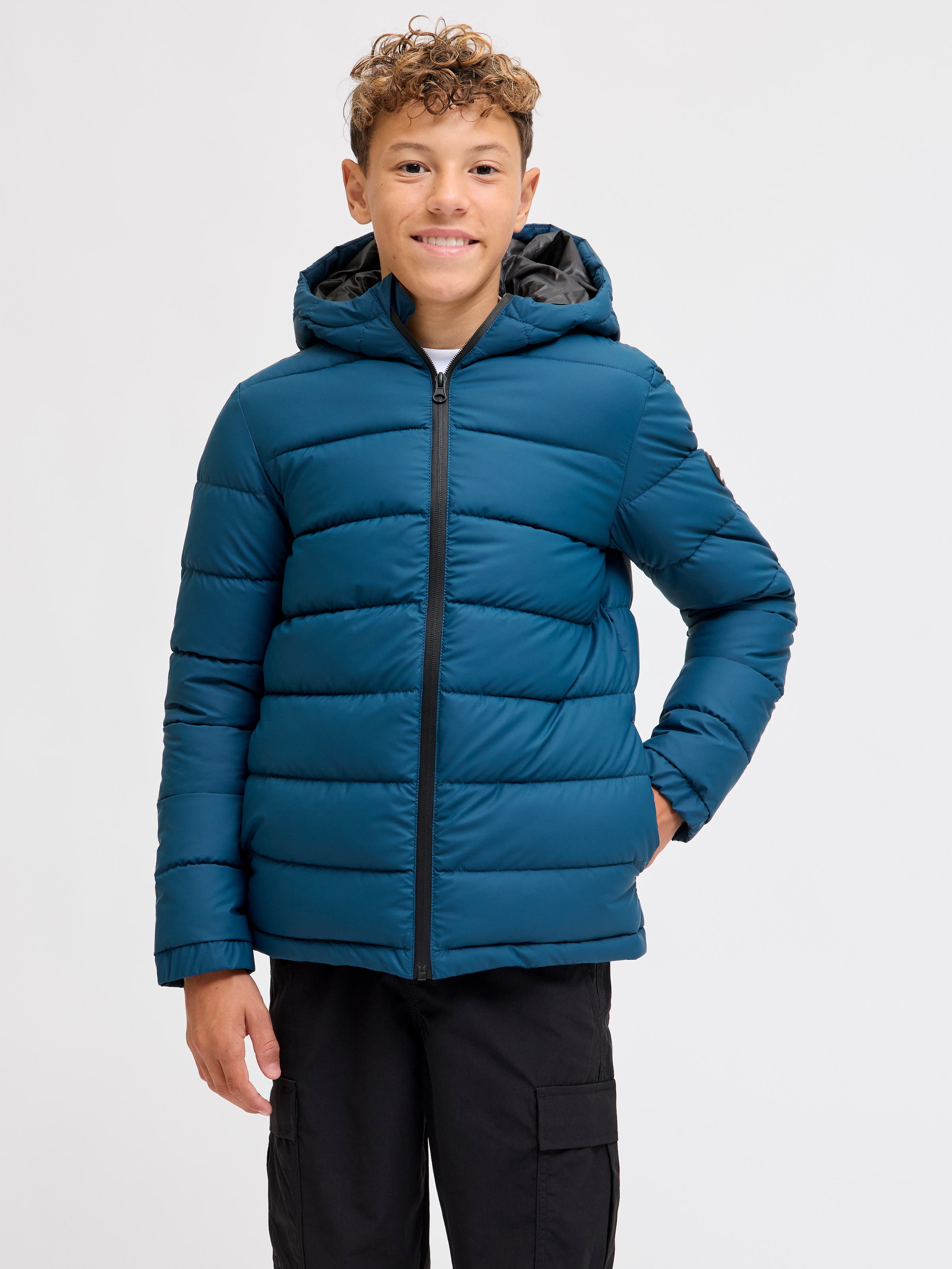 Jack & Jones Junior Steppjacke »JCOPOINT PU PUFFER JACKET BF JNR« mit Kapuze