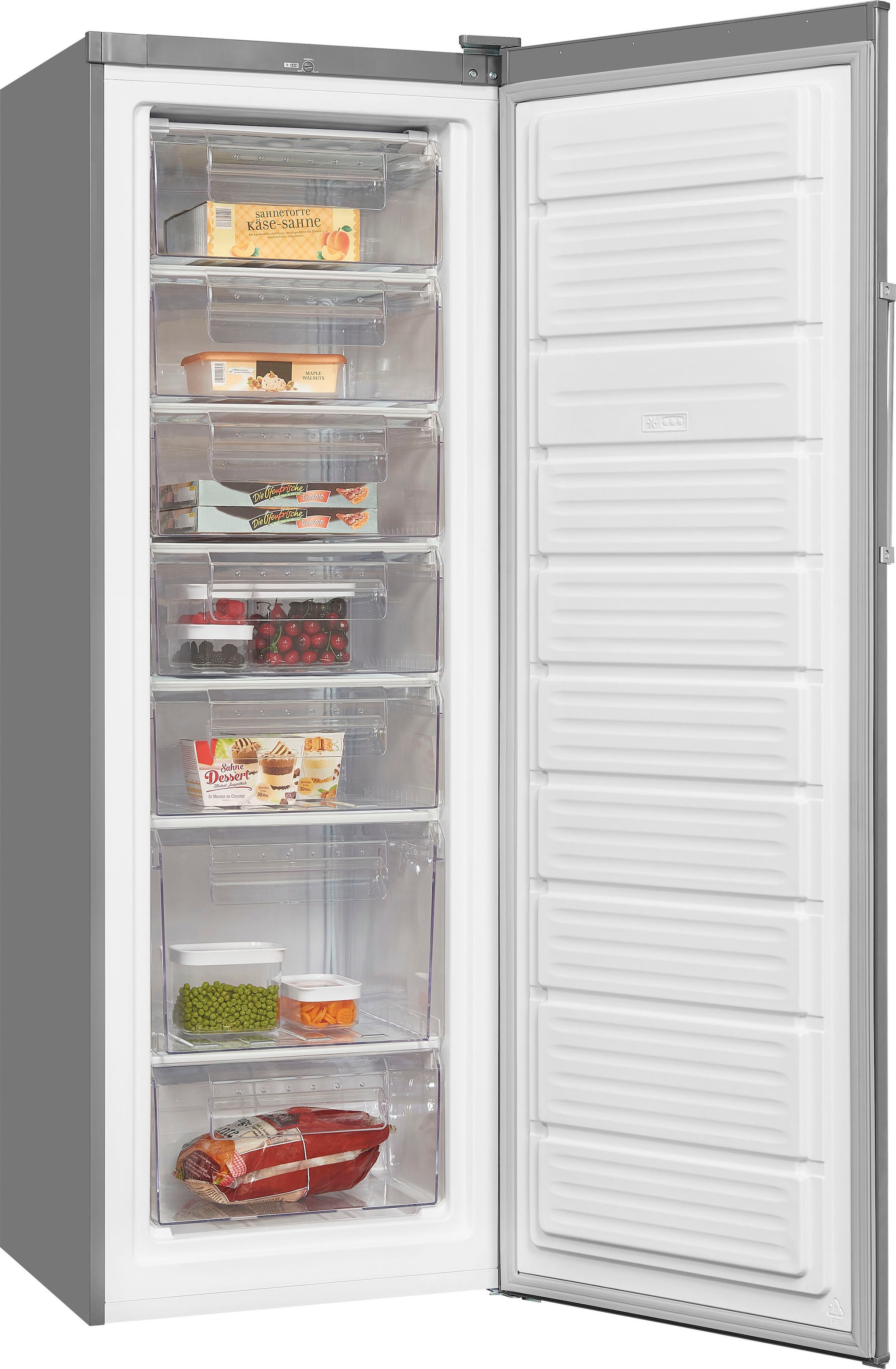 exquisit Gefrierschrank »GS280-H-040E inoxlook«, 173 cm hoch, 60 cm breit, 242 L Volumen, 4 Sterne Gefrieren