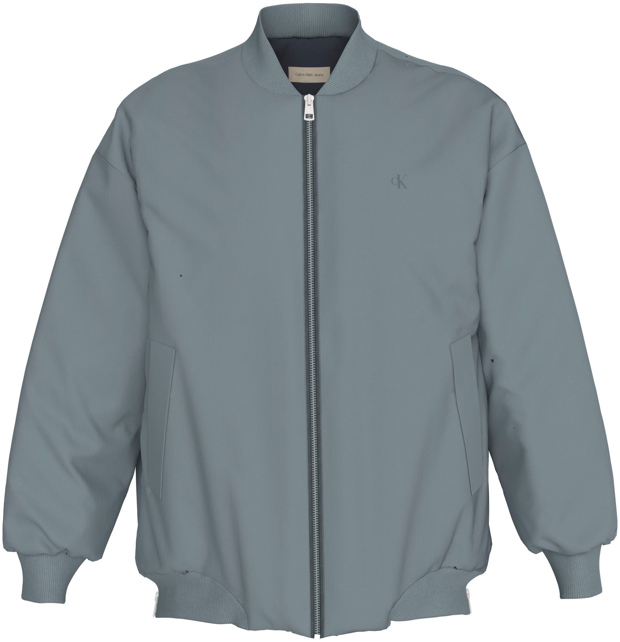 Calvin Klein Jeans Bomberjacke »LONG BOMBER«, mit Logodruck, Rumpfabschluss verengt durch Gummizug