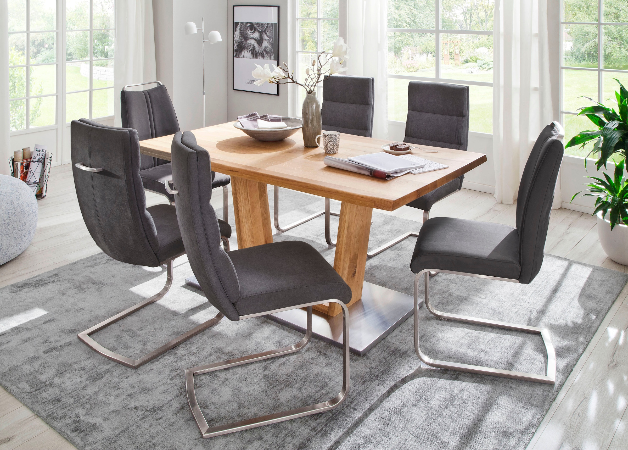 gerader mit furniture kaufen Kante Esstisch online oder Massivholz Baumkante, Esstisch Tischplatte »Greta«, MCA