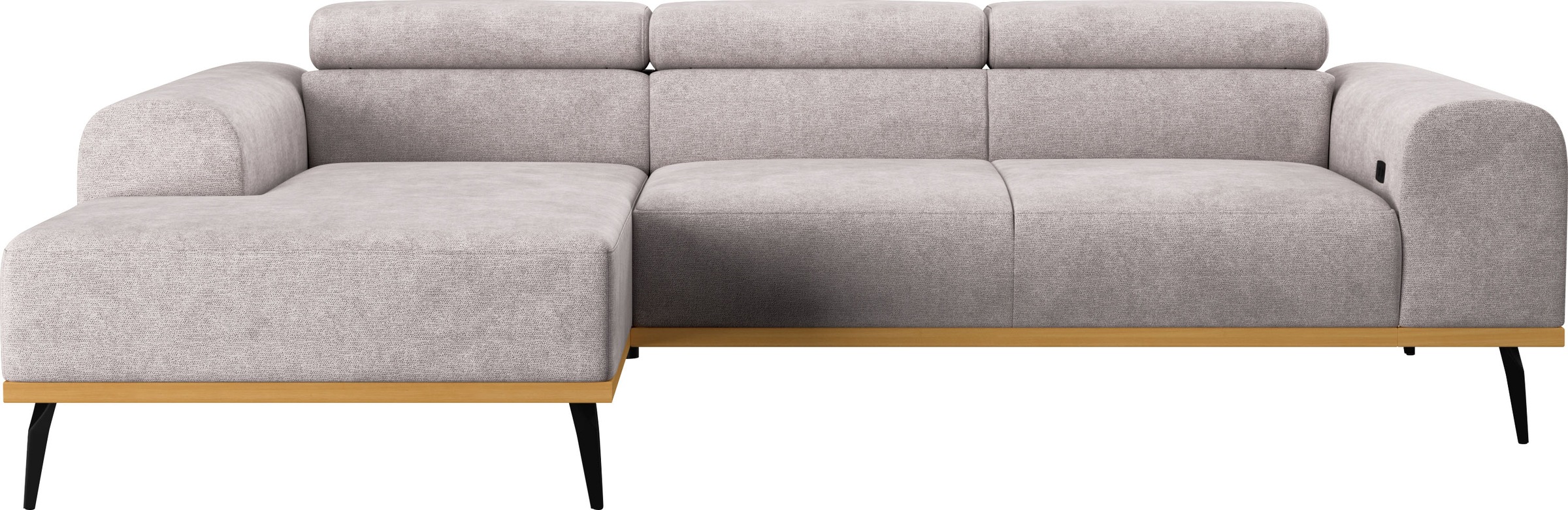 Places of Style Ecksofa »Carlo L-Form«, mit Kopfteilverstellung & Holz-Rahmenoptik, wahlweise Relaxfunktion