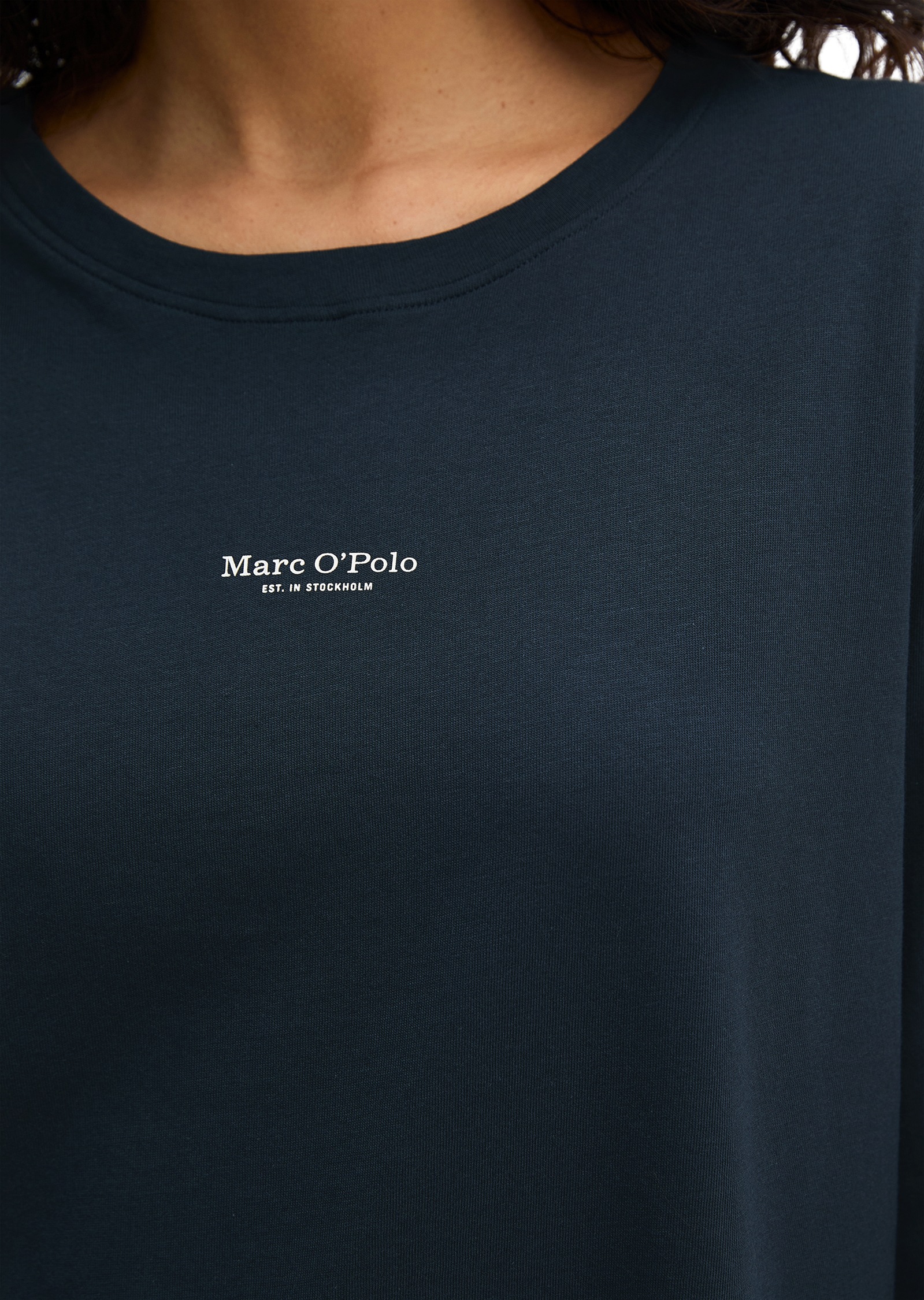 Marc O'Polo Nachthemd Ohne Taschen mit Rundhalsausschnitt und langen Ärmeln, seitliche Schlitze