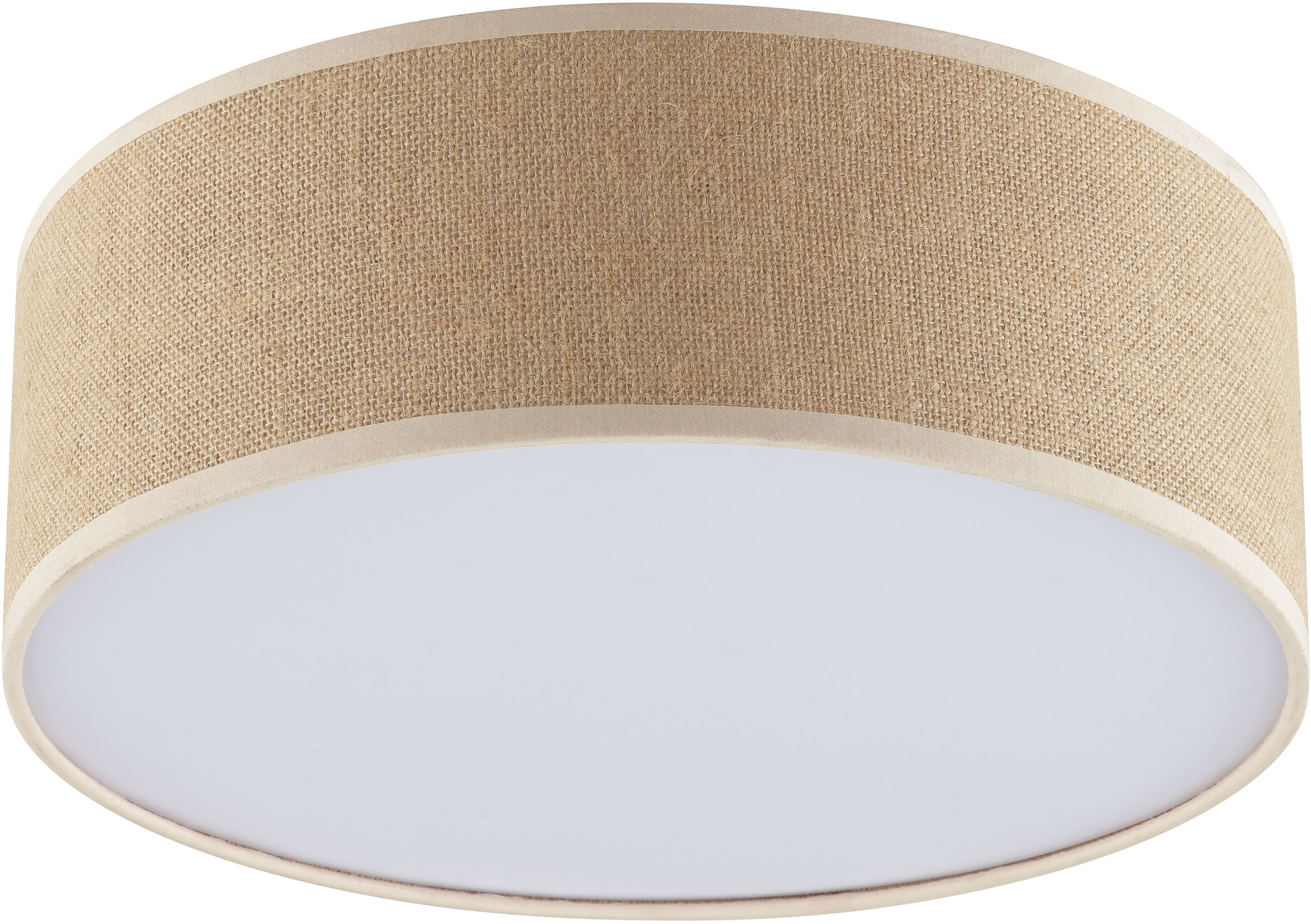 my home Deckenleuchte »Mindelstetten«, 2 flammig, Leuchtmittel E27 | ohne Leuchtmittel, mit Leinenstoffschirm, Höhe 14 cm, Ø 38 cm