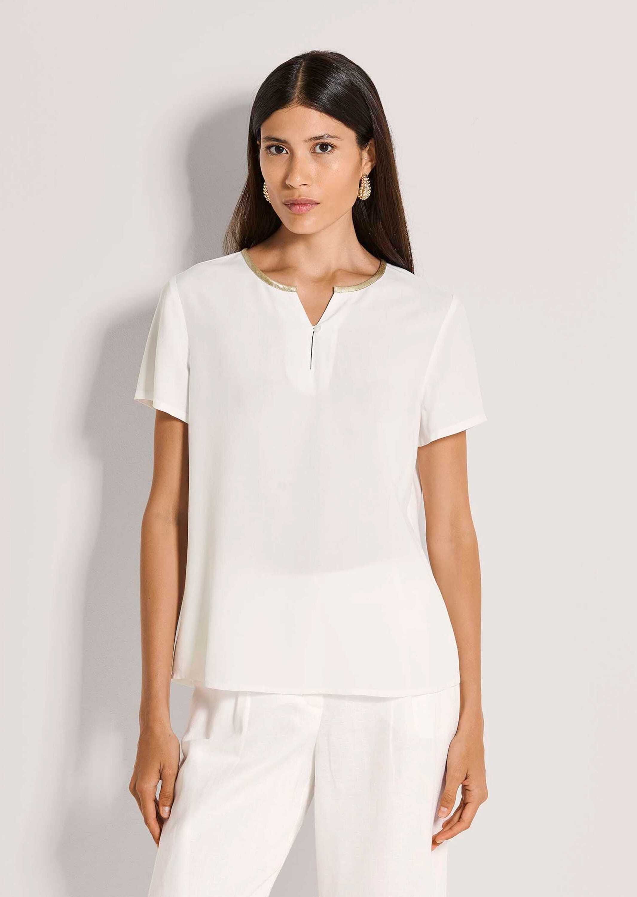 MADELEINE Kurzarmbluse »Blusenshirt Schlupfbluse mit Kontrastpaspel« Paspel