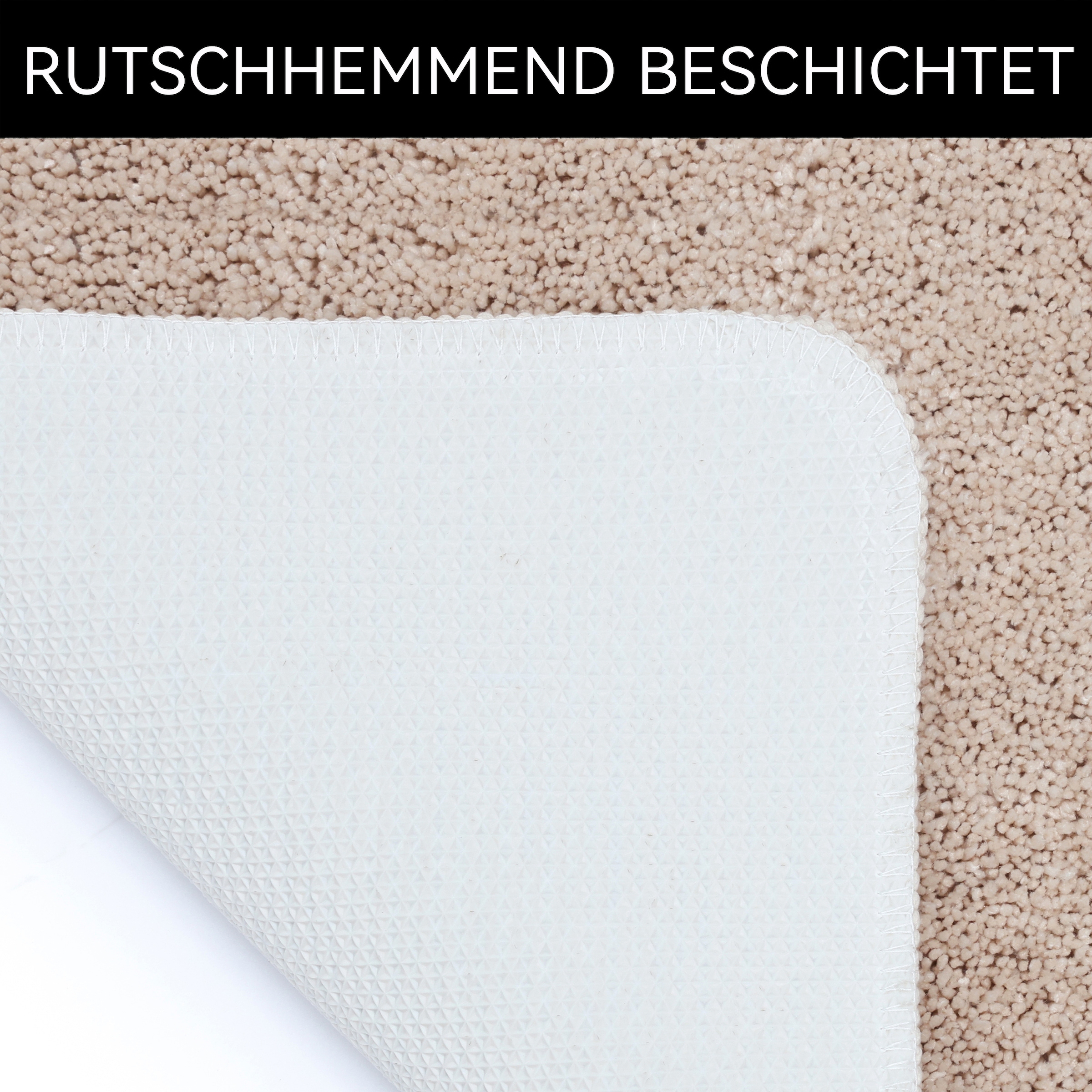 OTTO home Badematte »Sanremo mit Rahmen, Badvorleger, Badezimmer, sehr weich, Hoch-Tief« Höhe 25 mm rutschhemmend beschichtet fußbodenheizungsgeeignet | schnell trocknend Badteppich, unifarben, rechteckig und als 3-tlg. Set erhältlich