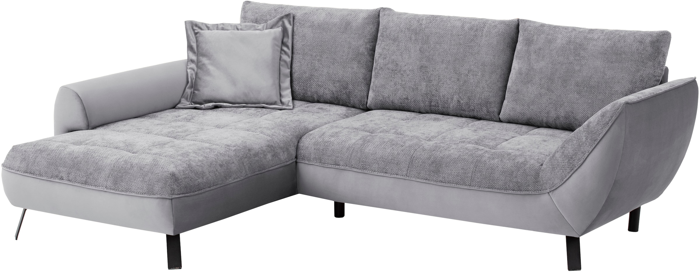 exxpo - sofa fashion Ecksofa »Bellinii, Materialmix, Strukturbezug und pflegeleichter Microvelours«, bequem und modern, Materialmix, L-Form