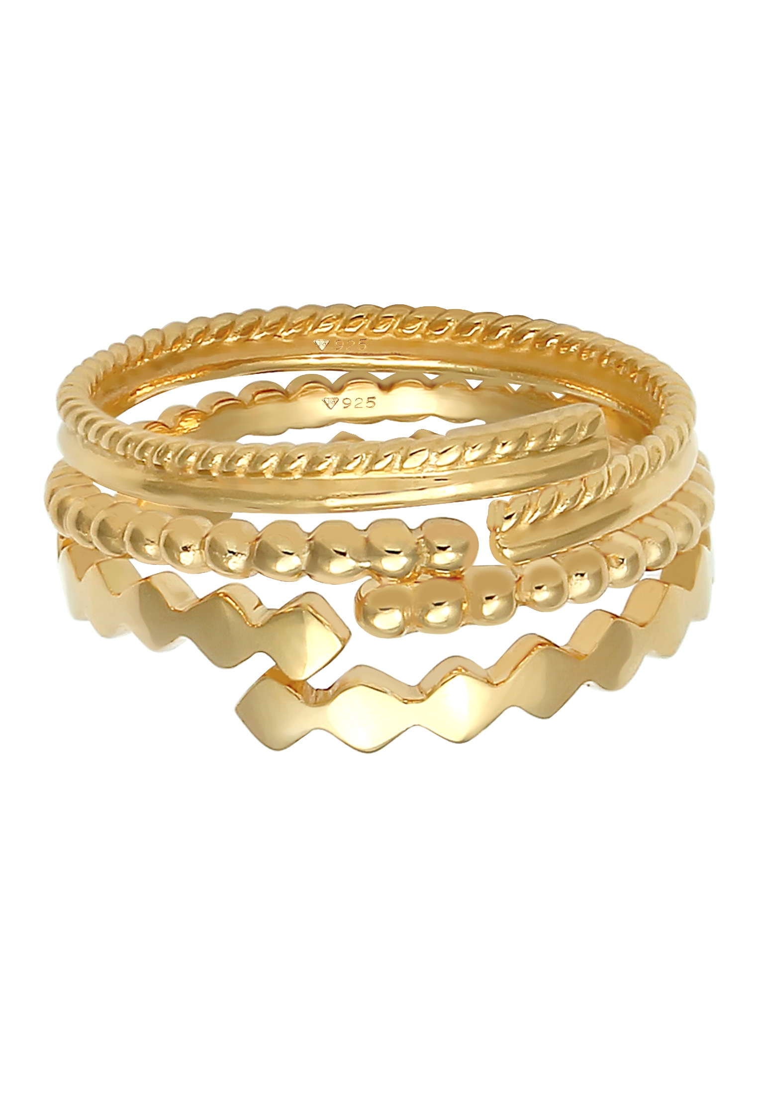 Elli Ring-Set »Ring Kugel Twist Geo Offen Set (3 tlg) 925 Silber«