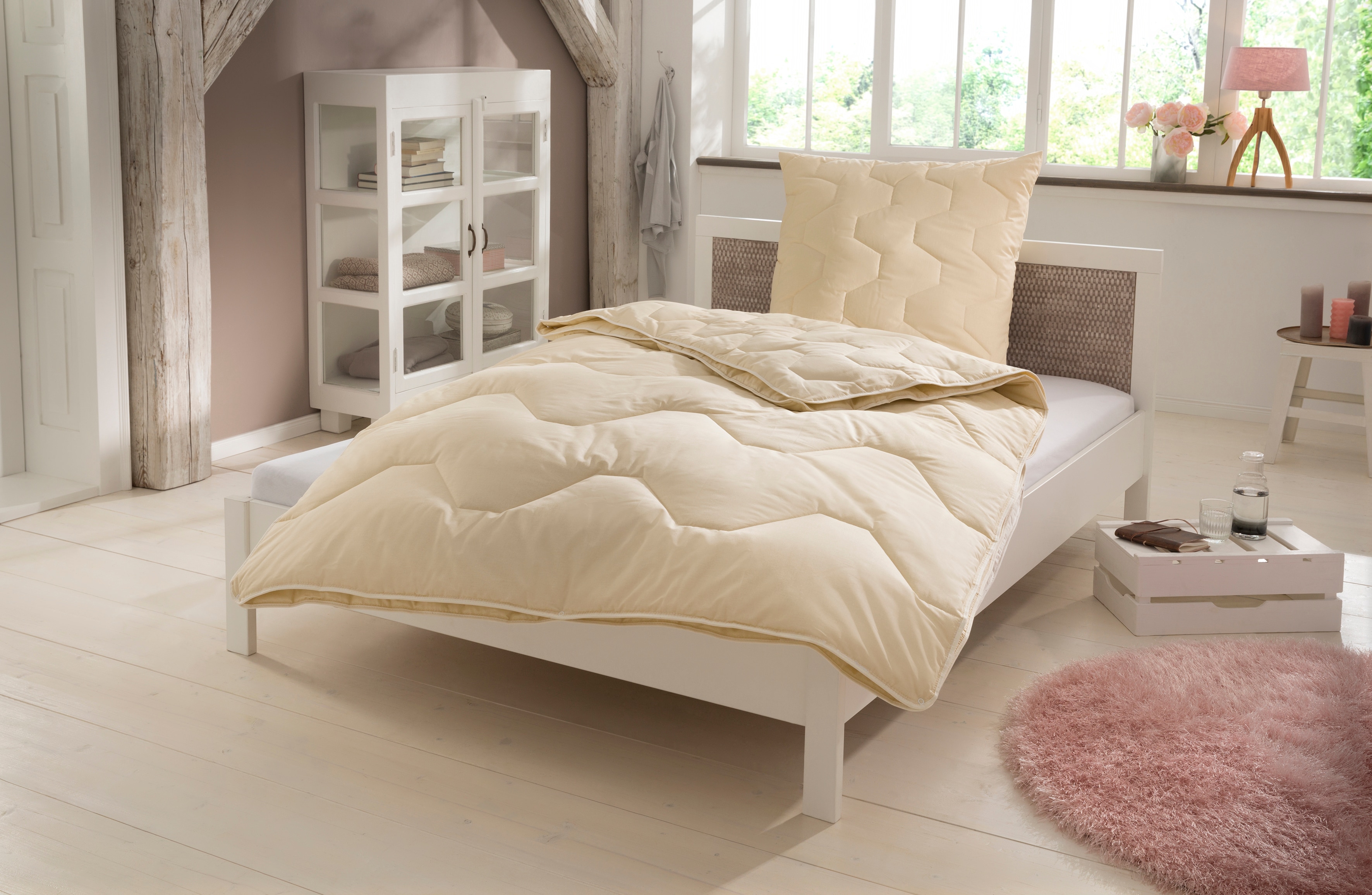 Älgdröm Naturfaserbettdecke »Baumwolle 60 °C in beige, Größe B/L: 155 cm x 220 cm