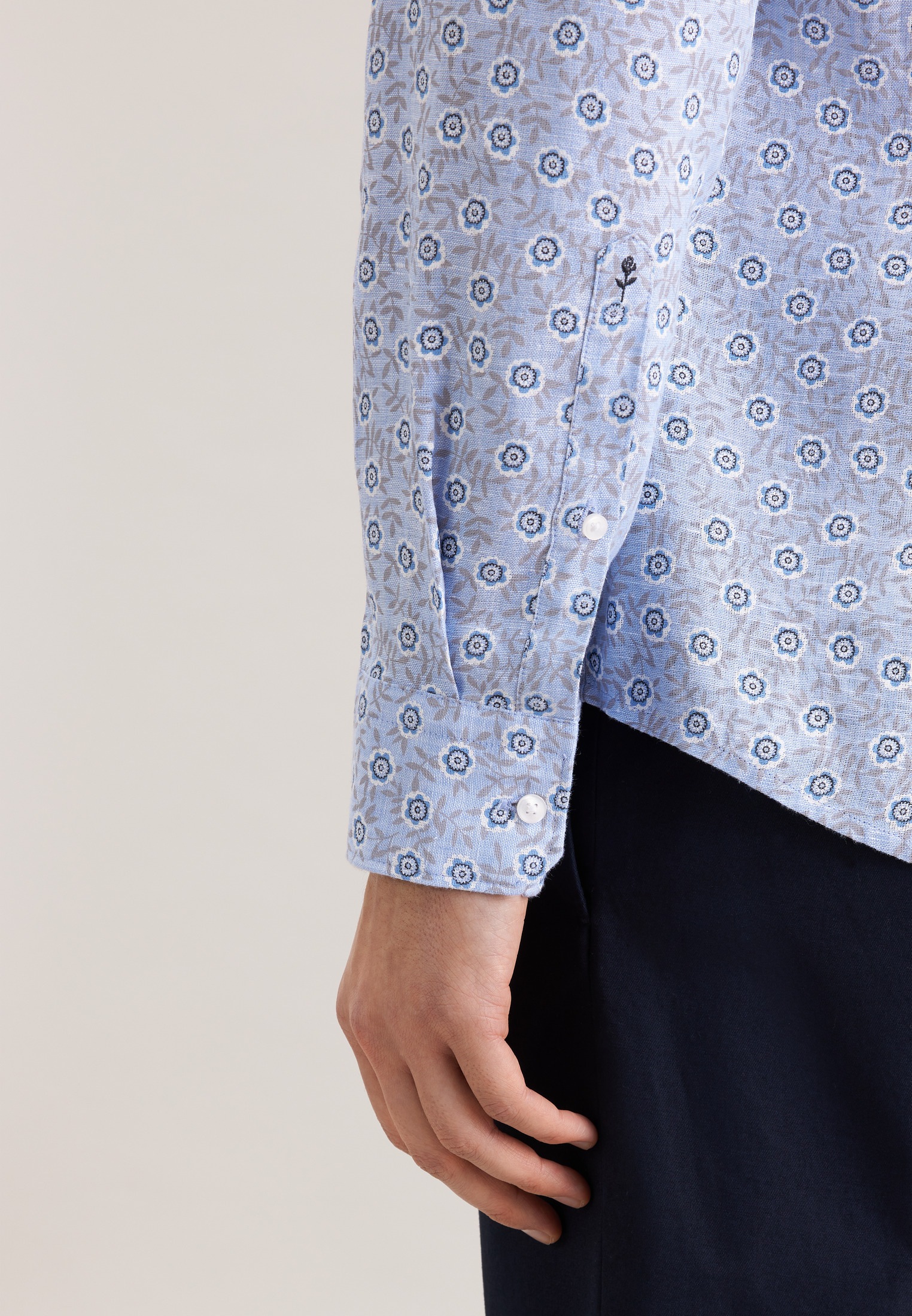 seidensticker Leinenhemd »Schwarze Rose« Slim 1/1 Kentkragen Druck