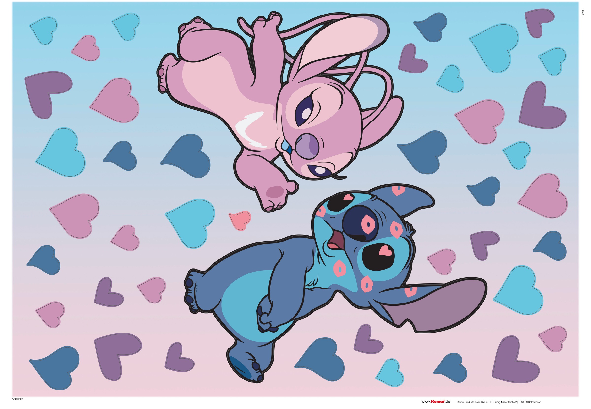 Komar Wandtattoo »Stitch in Love - Größe 50 x 70 cm«, (43 St.), selbstklebend, Wandsticker, Kinderzimmer