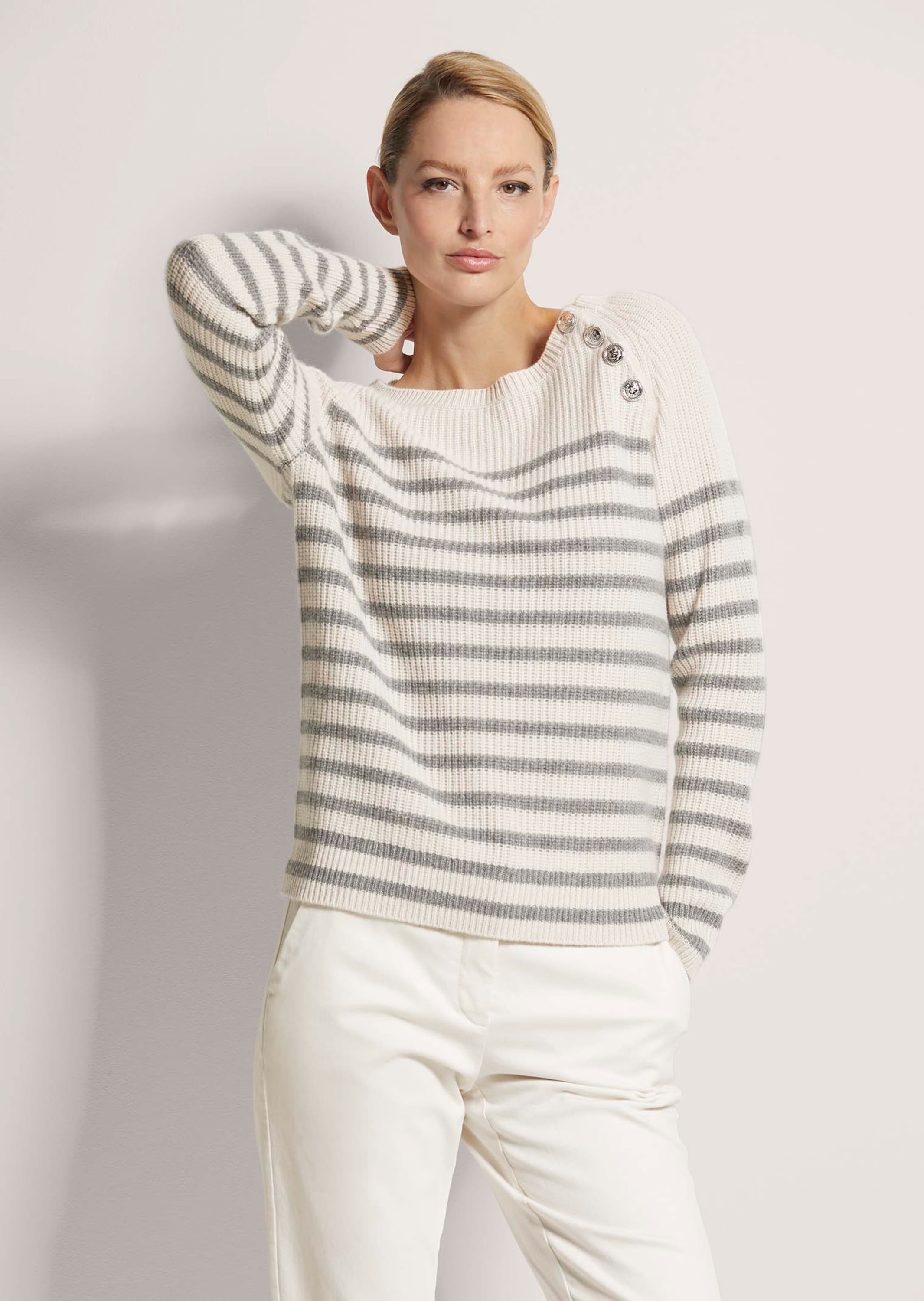 MADELEINE Longpullover »Pullover Rundhals-Pullover im Ringellook«
