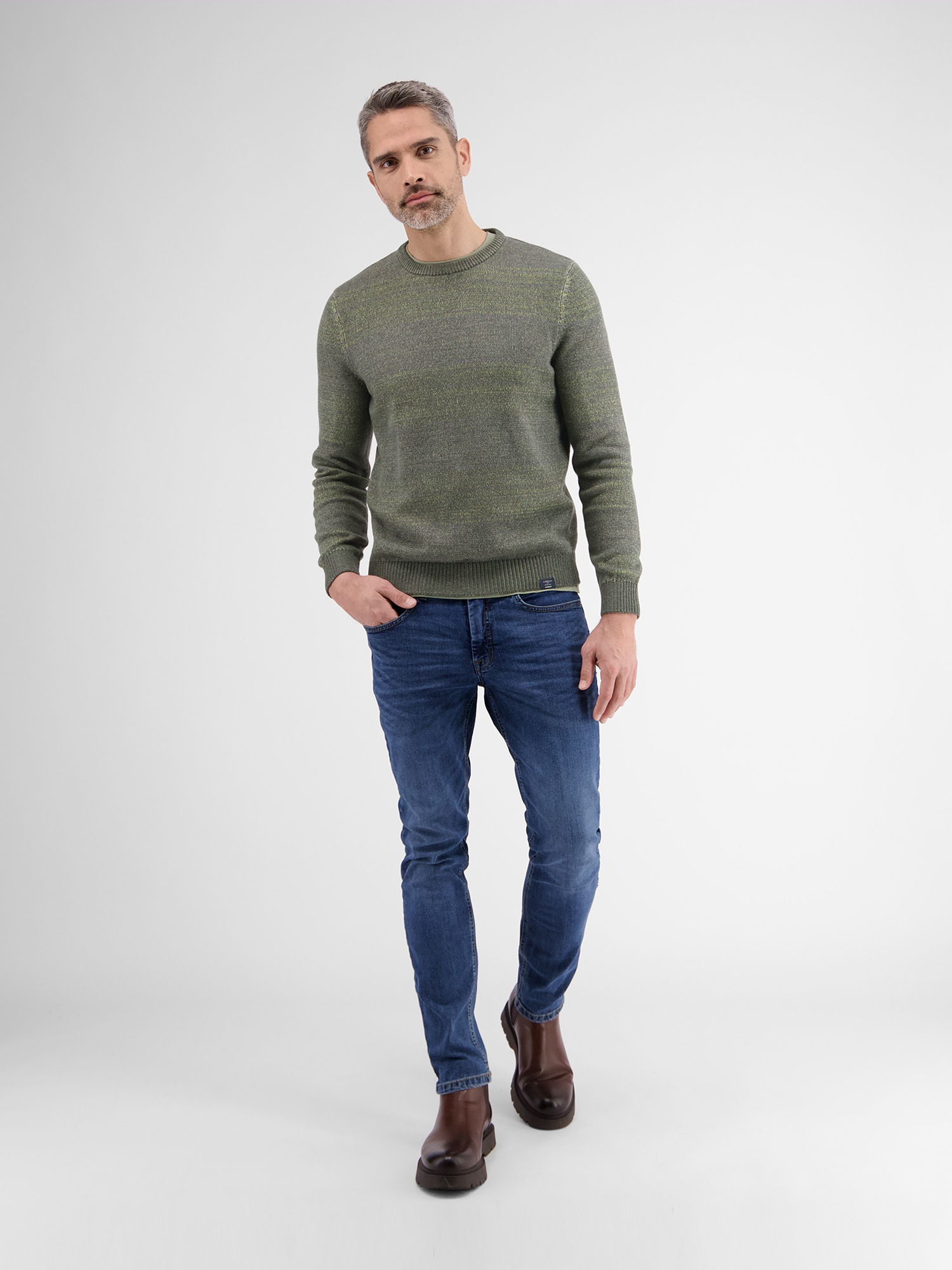 LERROS Strickpullover »LERROS Strickpullover in Melange-Streifenoptik«