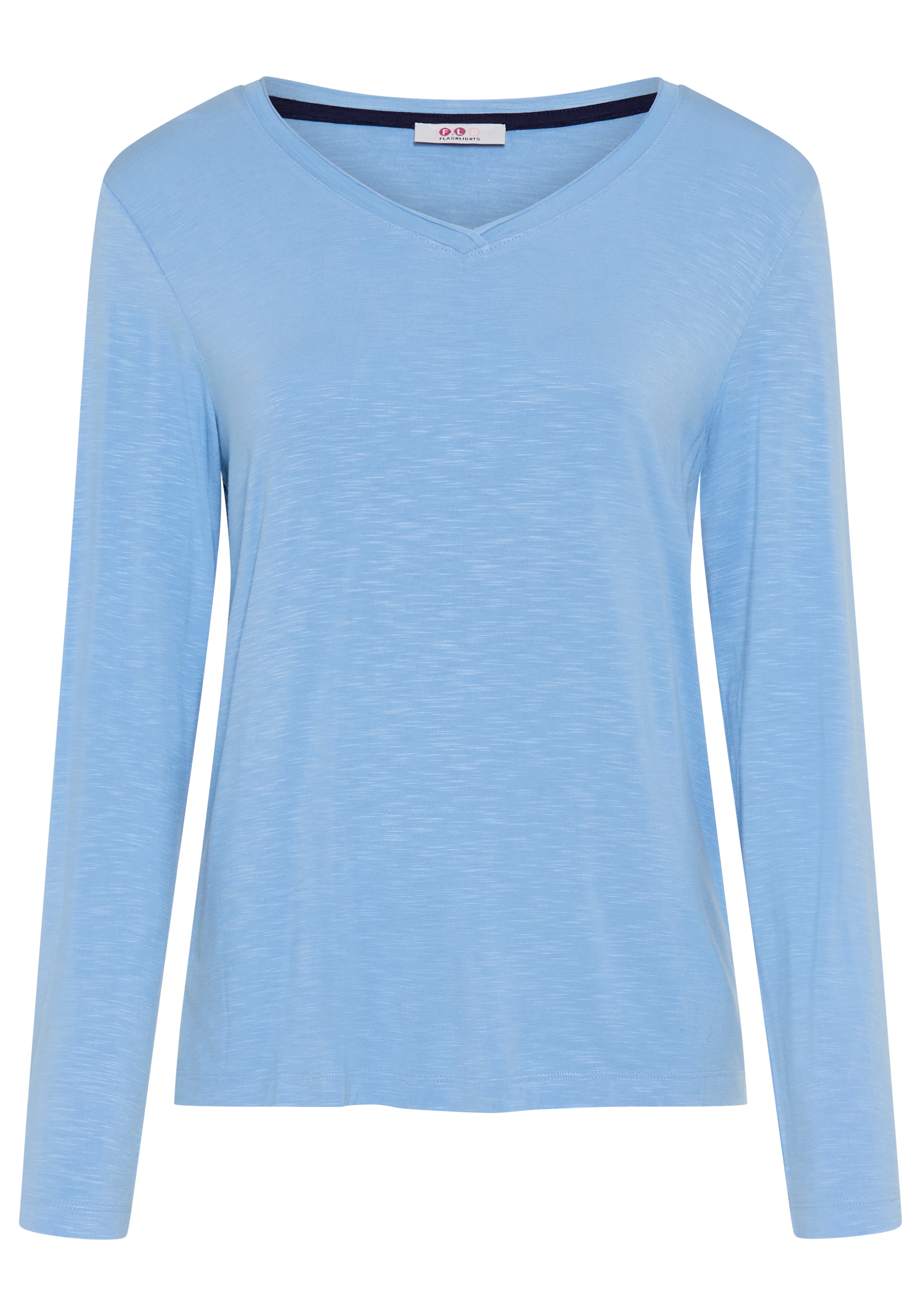 Flashlights Langarmshirt figurumspielende Passform, hüftlange Schnittform, V-Ausschnitt