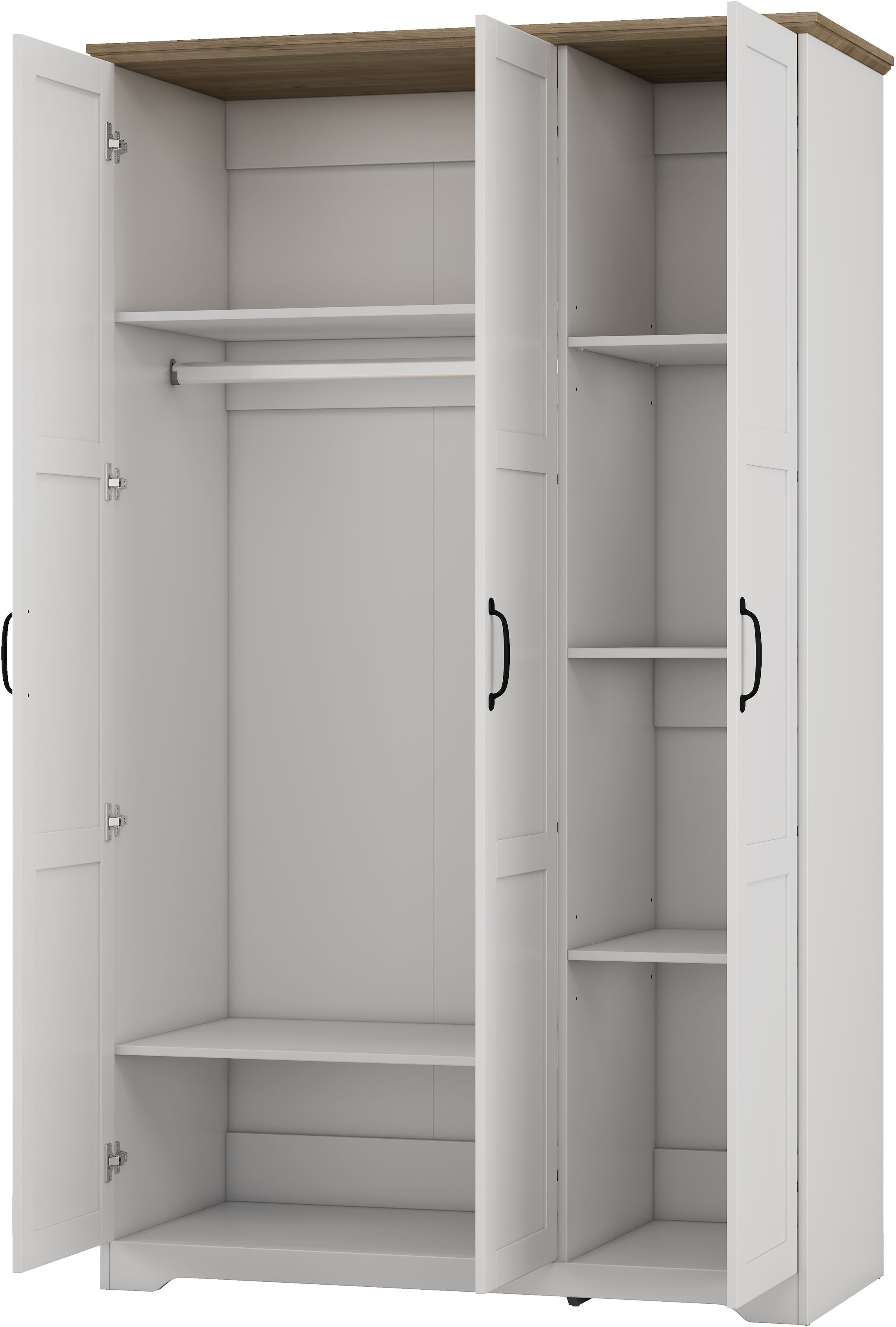 OTTO home Kleiderschrank »Emmilia Schrank Schlafzimmerschrank im Landhaus Design« Mit vielen Einlegeböden und Softclose,  Landhaus Schrank mit  3 Türen Breite 120,4 cm, Höhe 2m