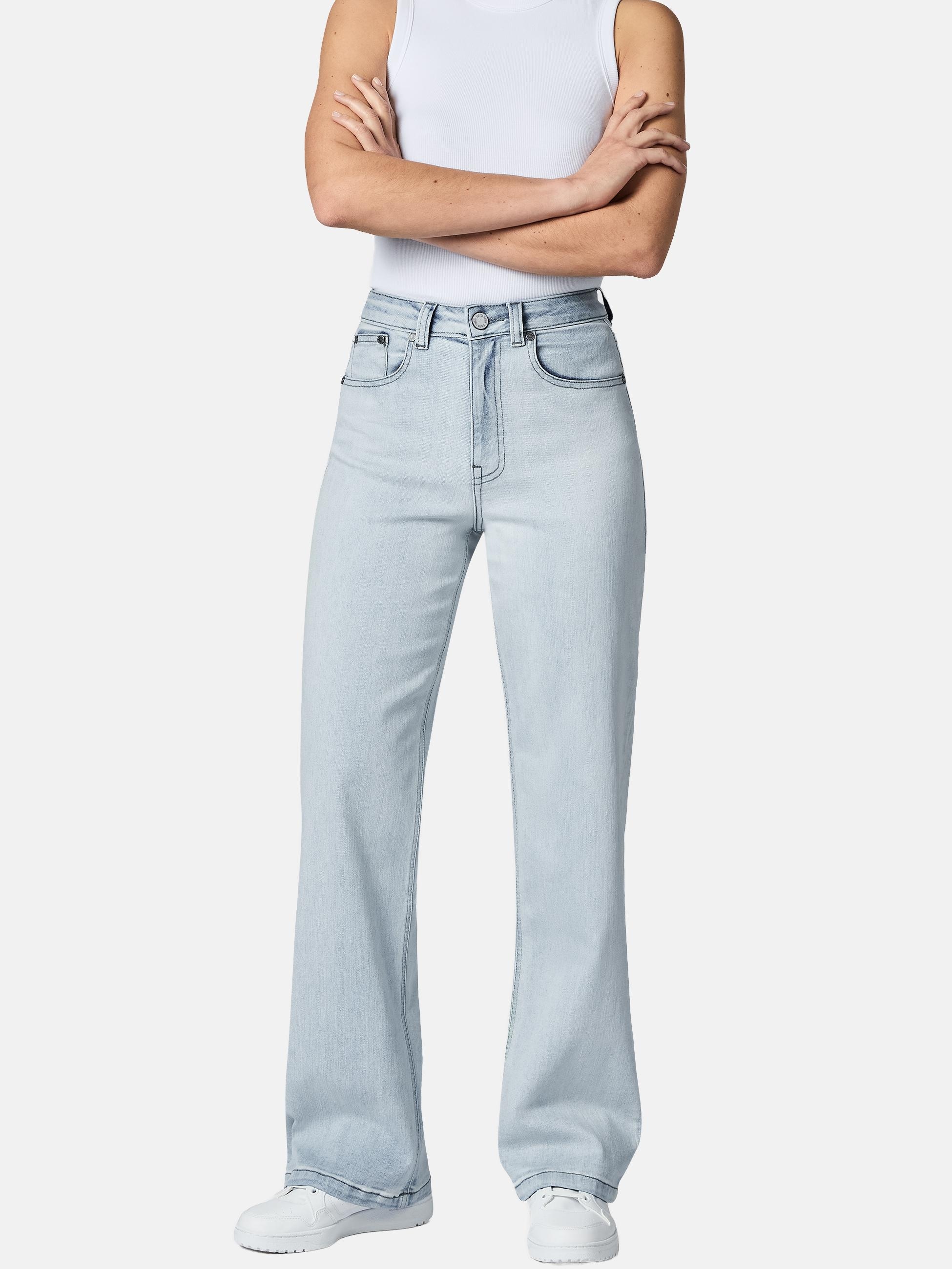 PEAK TIME Weite Jeans »Weite Jeans Eklipsa« Damen Wide Leg Jeans mit Logoprägung