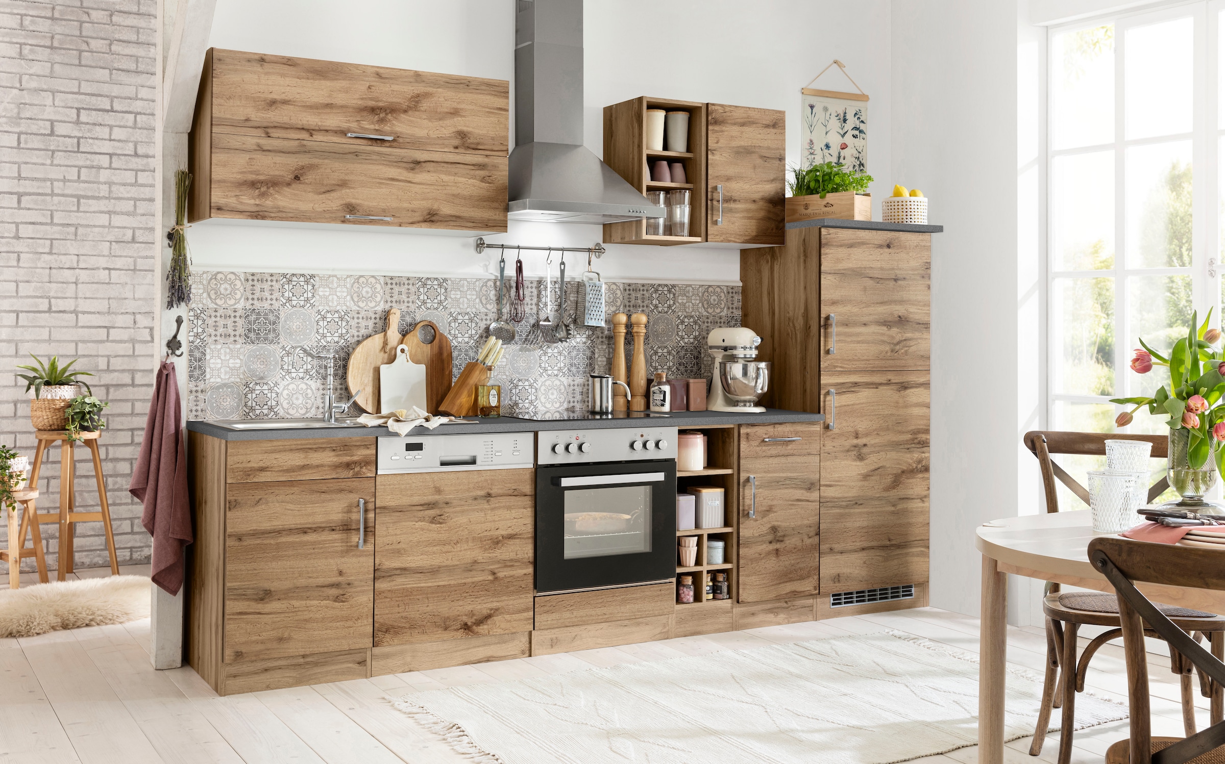 KOCHSTATION Küchenzeile »KS-Colmar« ohne E-Geräte, Breite 300 cm