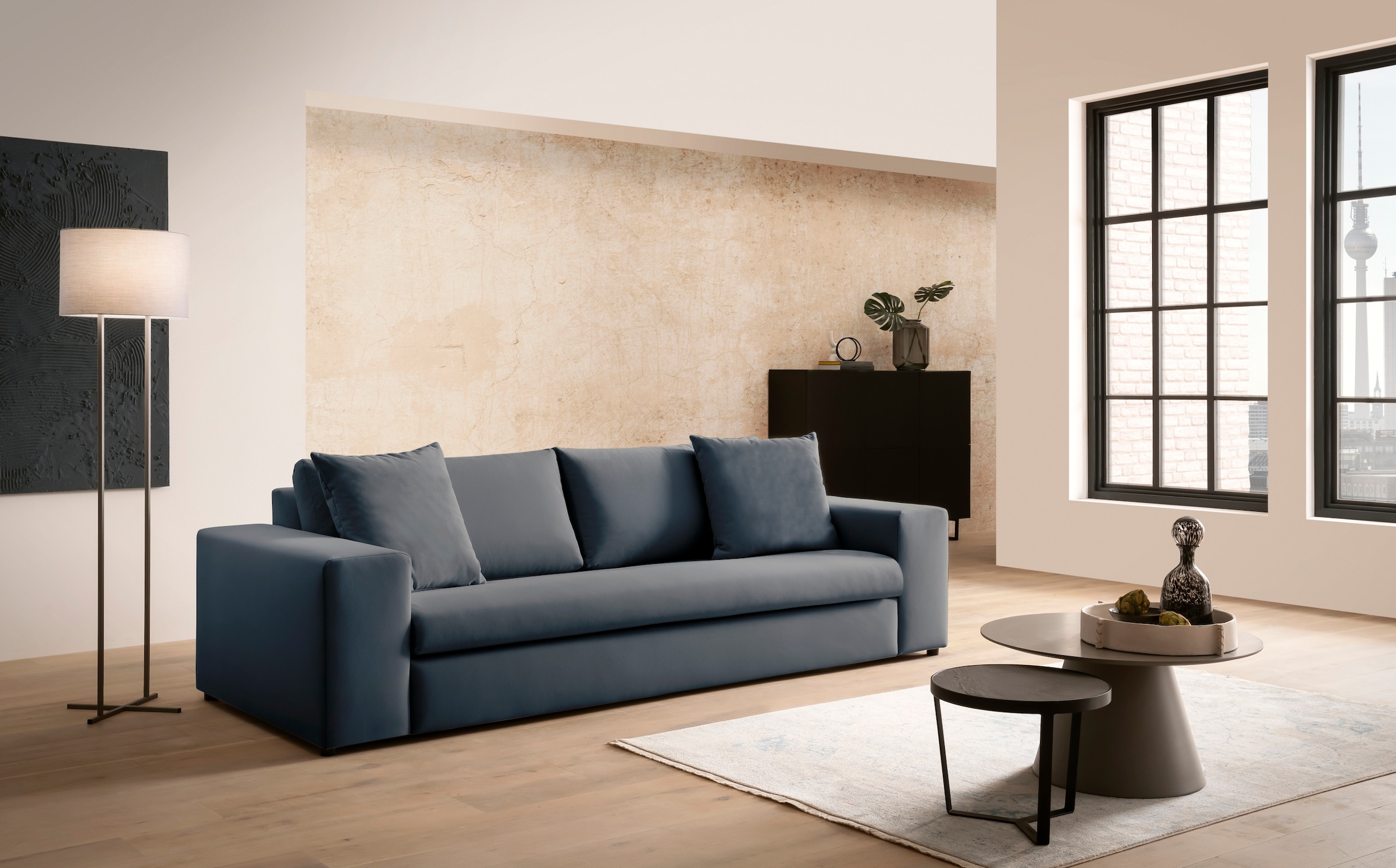 Home affaire 3-Sitzer »SLEETLAND XXL in Samtvelours oder Vintage-Leder-Optik« besonders groß und bequem