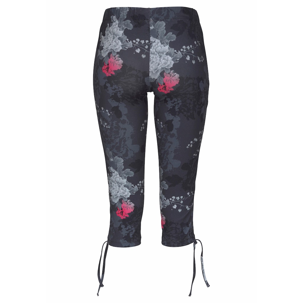 Venice Beach Caprileggings, mit seitlicher Raffung und Alloverdruck, 3/4-Länge, Stretch