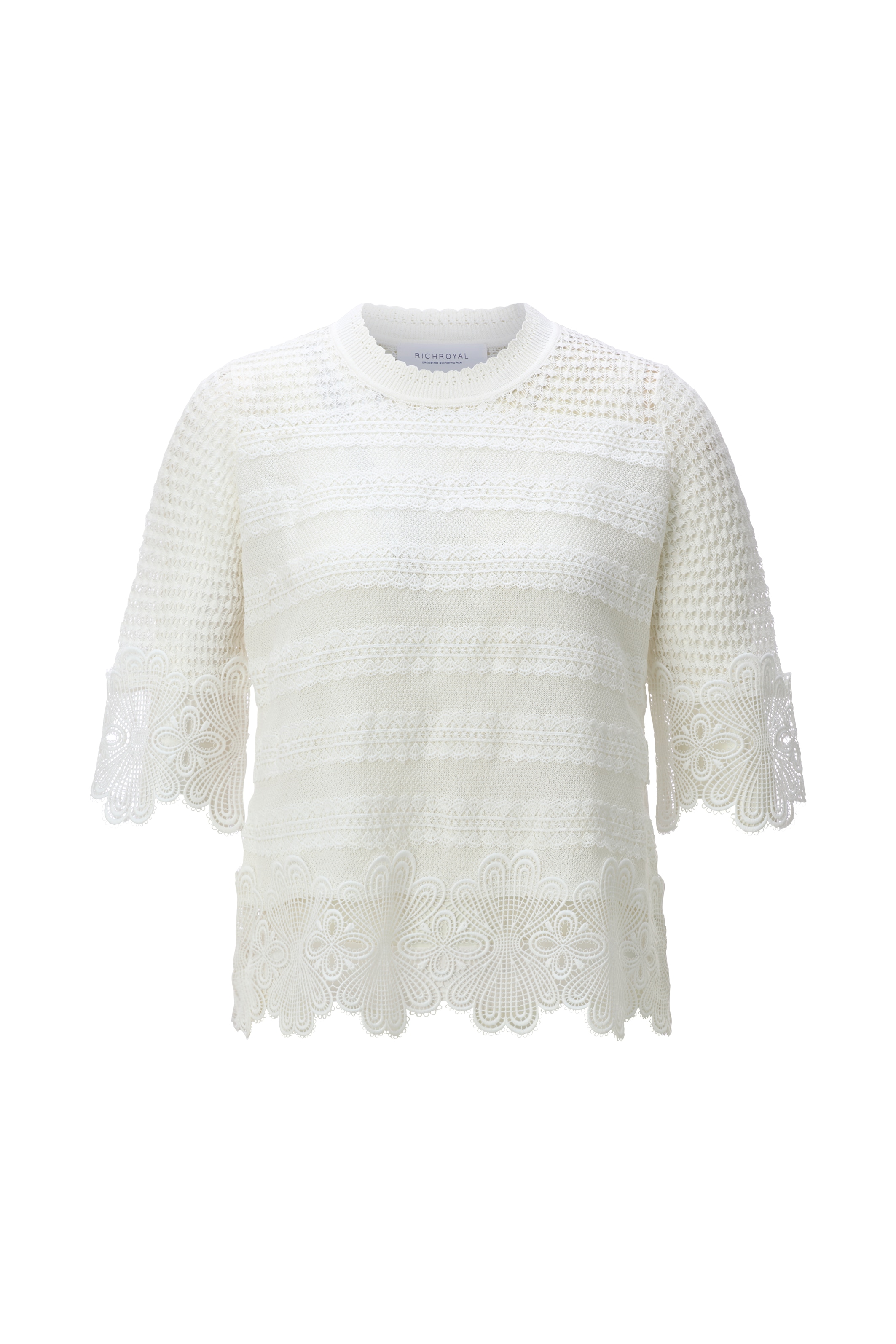 RICHROYAL Spitzenshirt Regular fit mit Spitzendetails