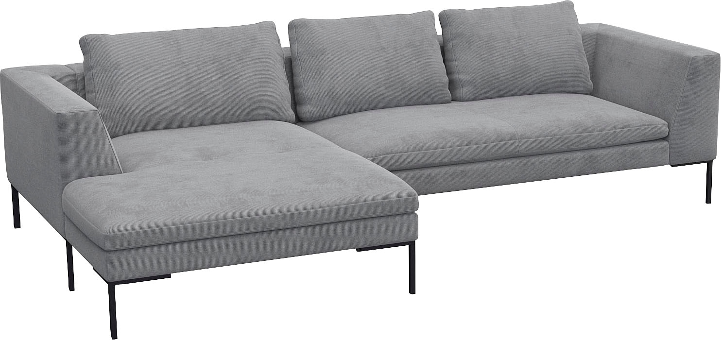 FLEXLUX Ecksofa »Loano, toller Sitzkomfort, L-Form«, modernes Sofa, frei im Raum stellbar, lose Kissen, Kaltschaum im Sitz