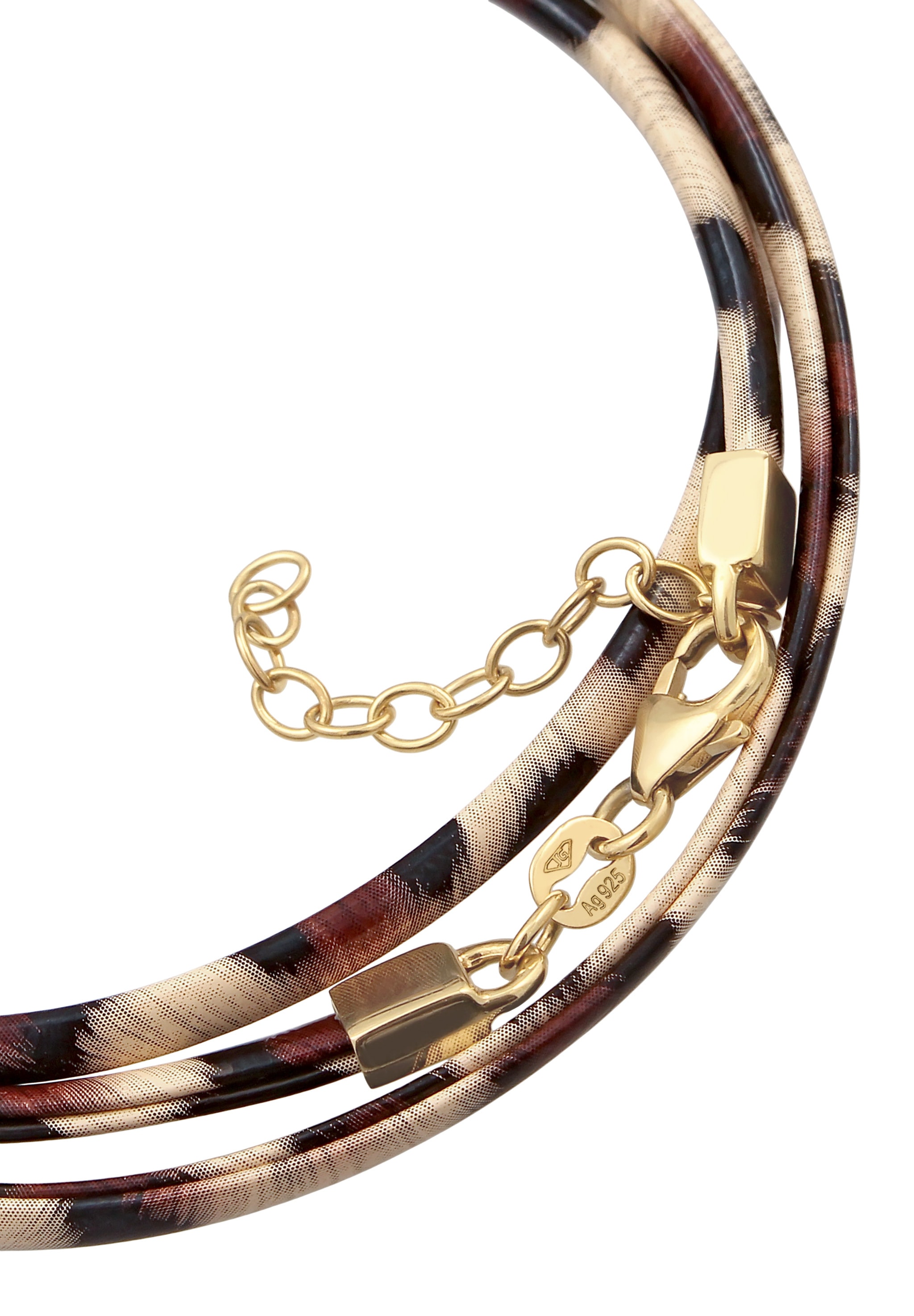 Elli Armkette »Armband Synthetik Leder Leopard 925 Sterling Silber vergoldet«