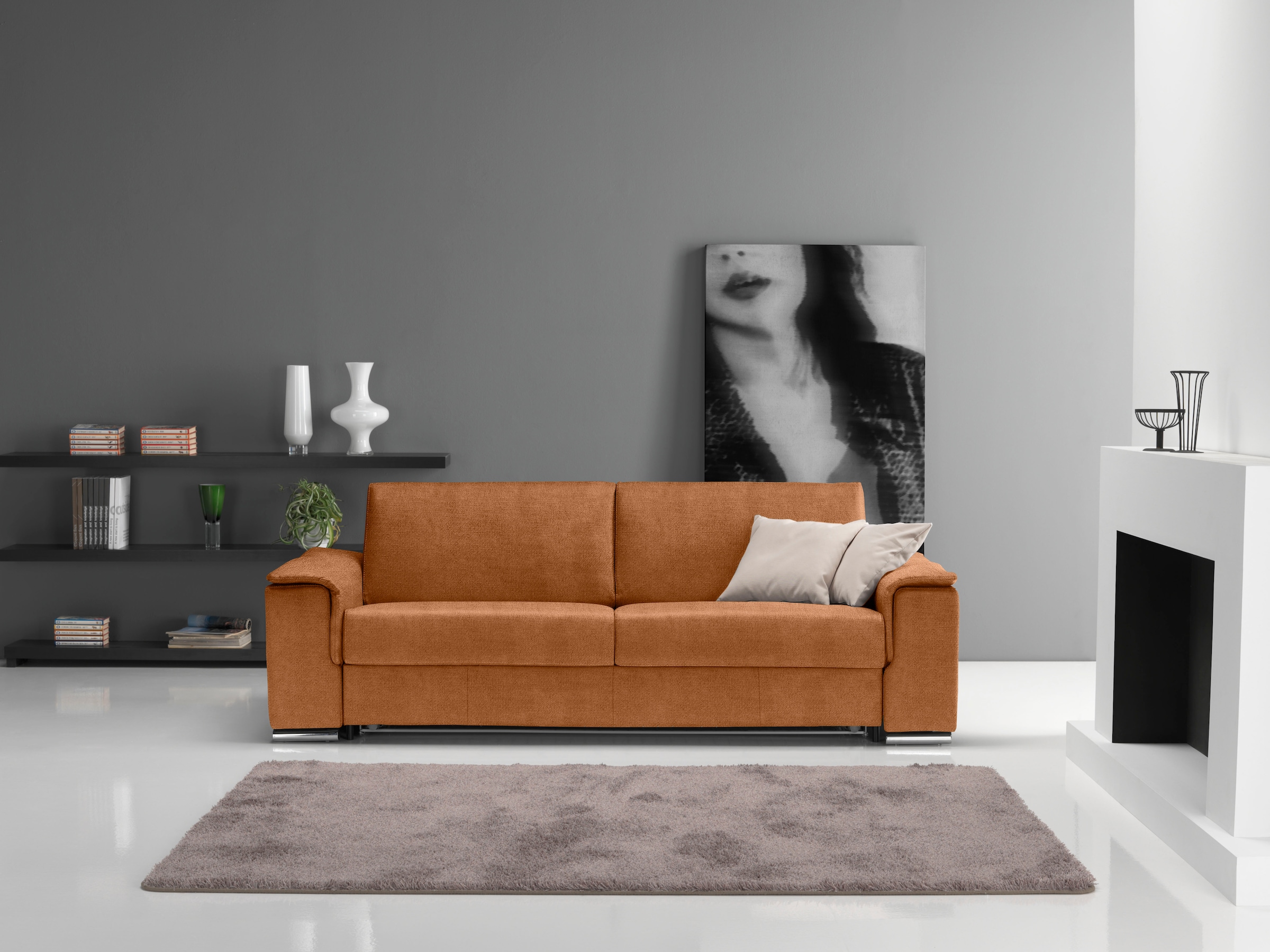 Egoitaliano 2,5-Sitzer »Cecilia, modern und elegant mit erstklassigem Sitzkomfort«, mit verchromten Metallfüßen