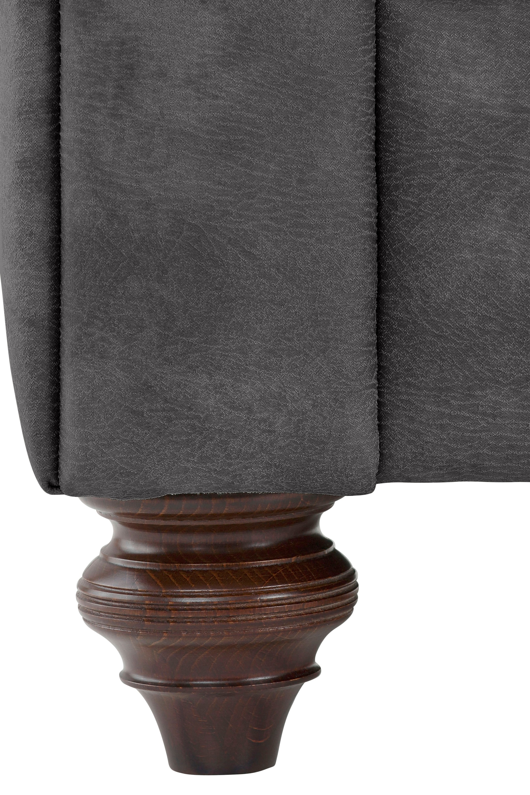 Home affaire Chesterfield-Sofa »Chesterfield 3-Sitzer  B/T/H: 198/89/74 cm« mit hochwertiger Knopfheftung , auch in Leder