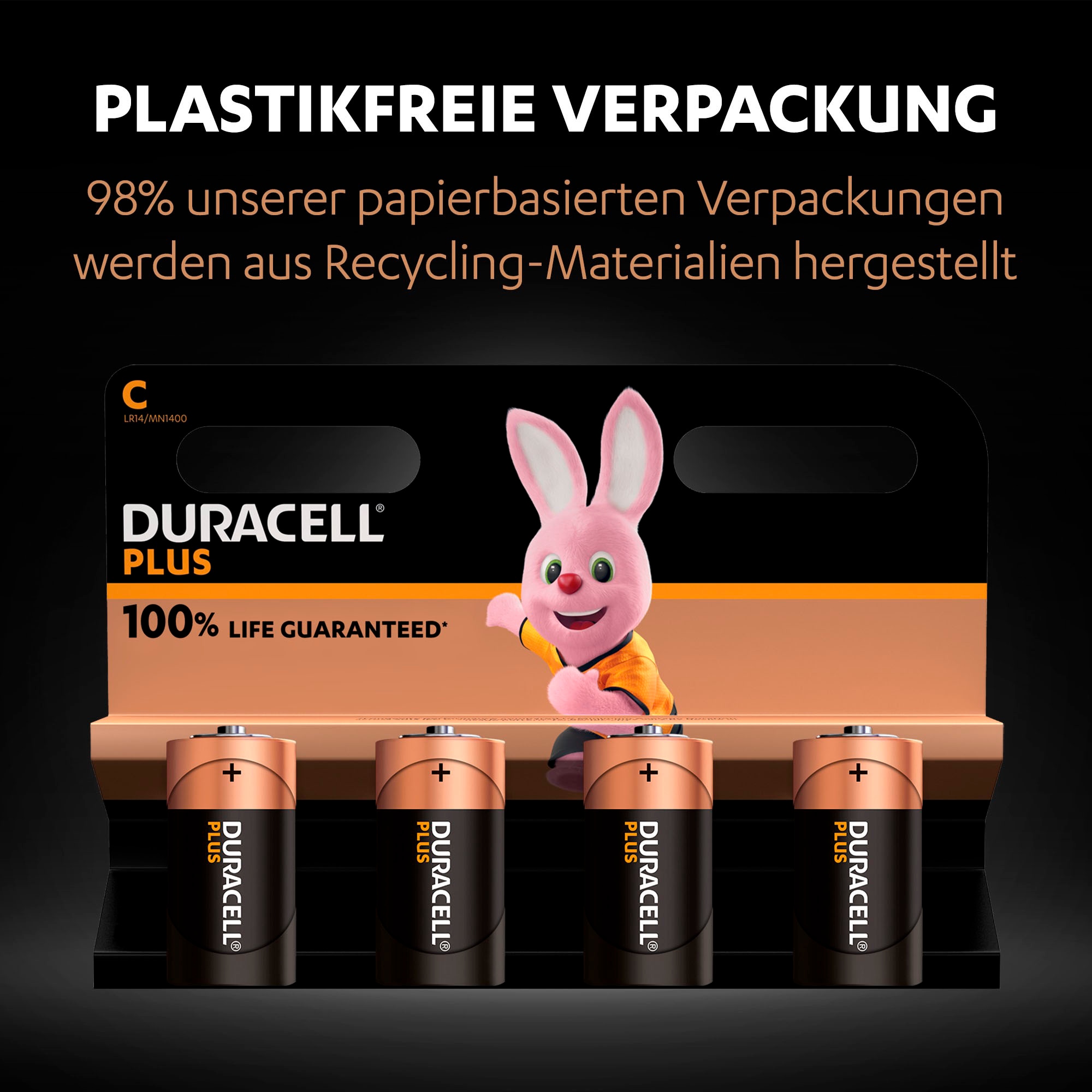 Duracell Batterie »NEU Plus C OTTO jetzt Baby -Pack«, St.) 1.5V (Packung, LR14, 4 LR14 4er Alkaline-Batterien, bei MN1400, kaufen