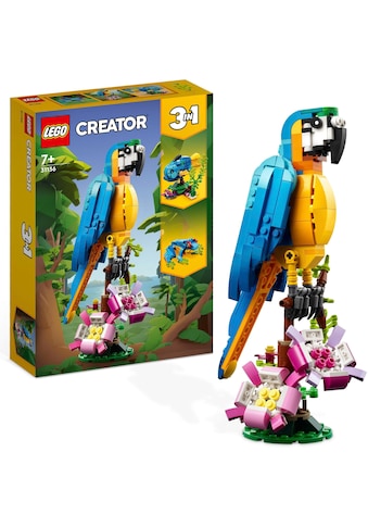Konstruktionsspielsteine »Exotischer Papagei (31136), LEGO® Creator 3in1«, (253 St.)