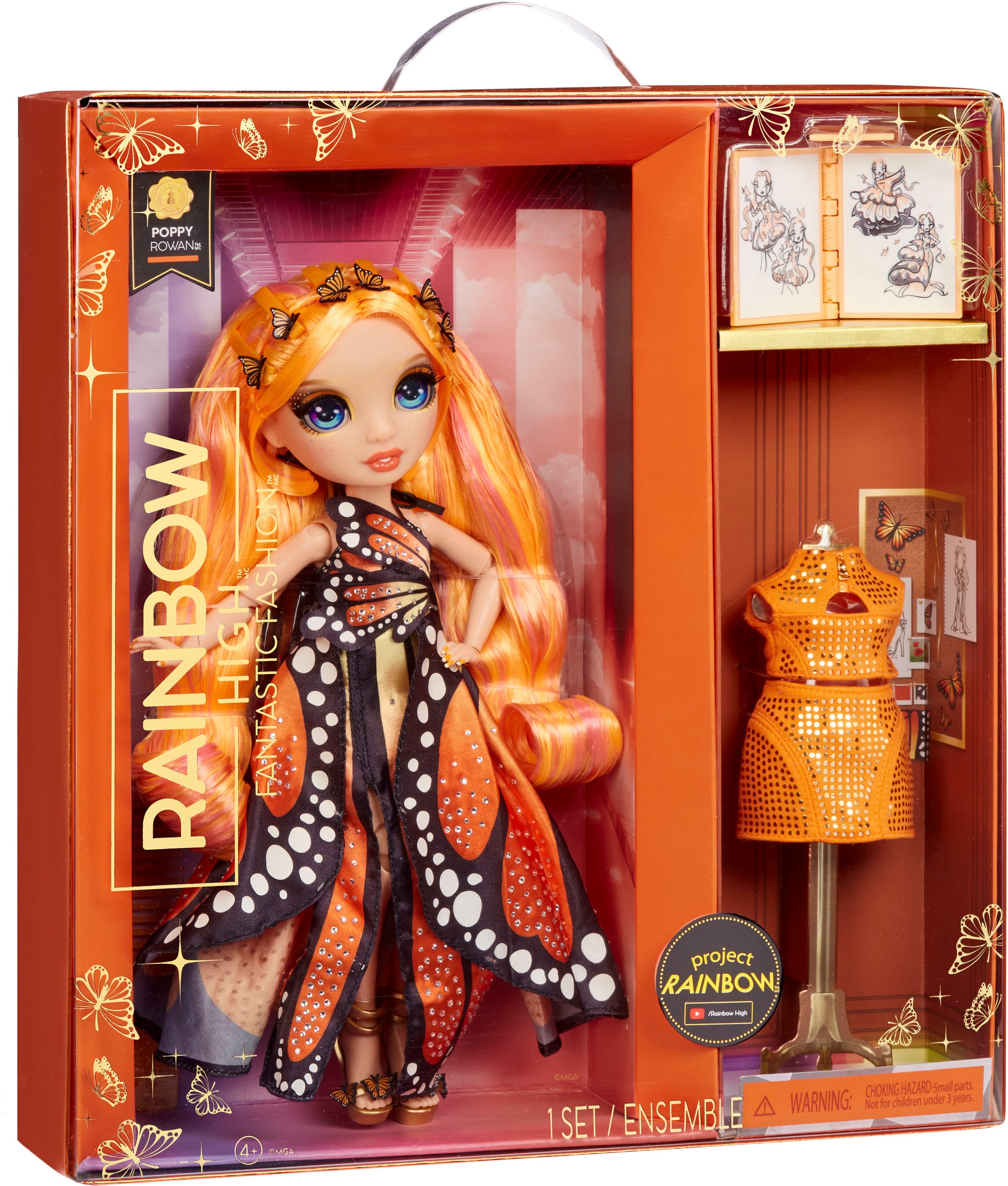 RAINBOW HIGH Anziehpuppe »Fantastic Fashion- Poppy (orange)«, inklusive 2. Outfit