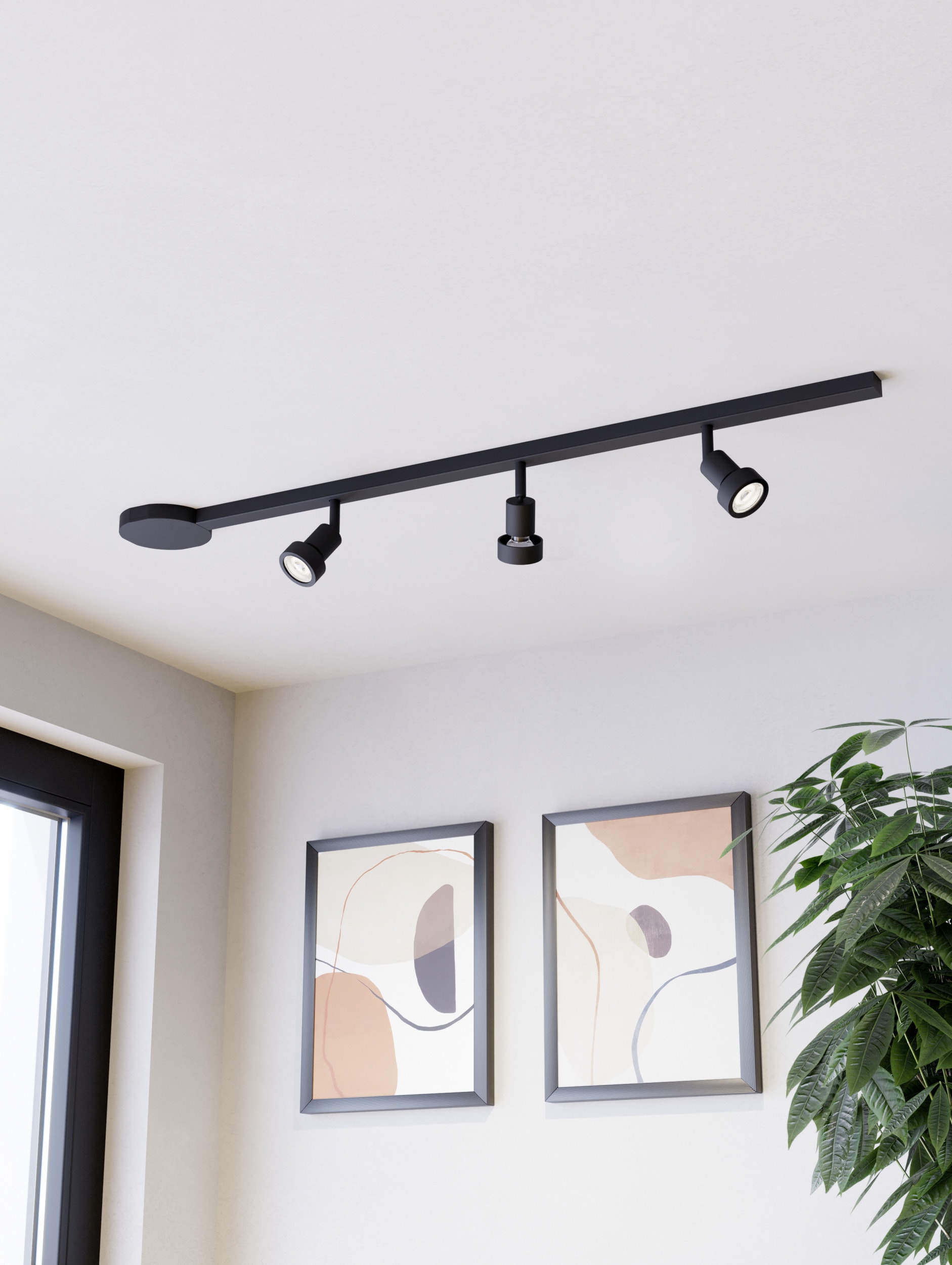 EGLO Deckenleuchte »EASYT SET 3 SPOTS System - Alu, Kunststoff - GU10 - 3X10W - IP20« GU10 1 Stk. Schienensystem, Deckenleuchte Schienenleiste, L102 x B5,5 x H14 cm