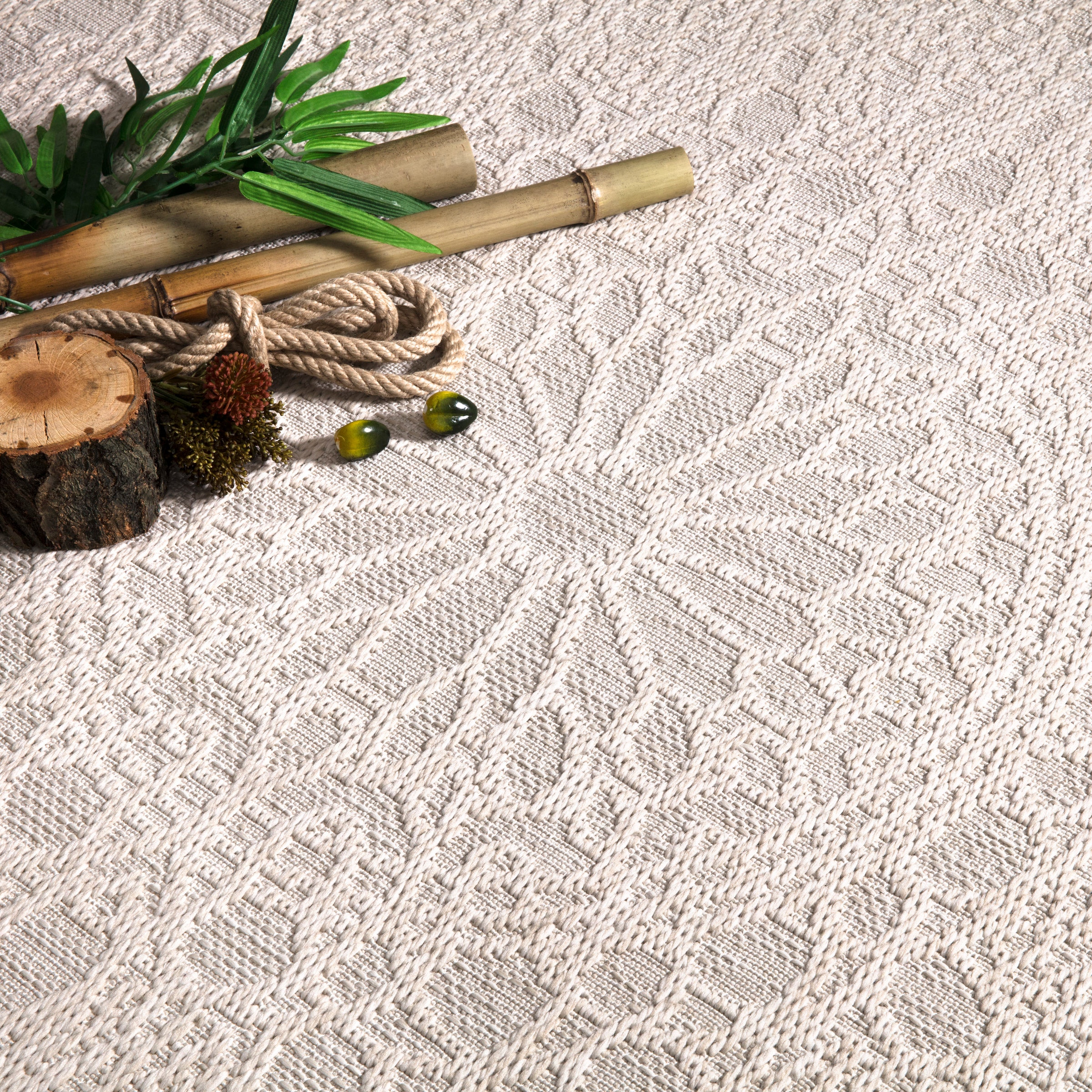 Paco Home Teppich »Rimini 411«, rechteckig, 4 mm Höhe, Flachgewebe, Uni Farben, Hoch-Tief Effekt, In- und Outdoor geeignet