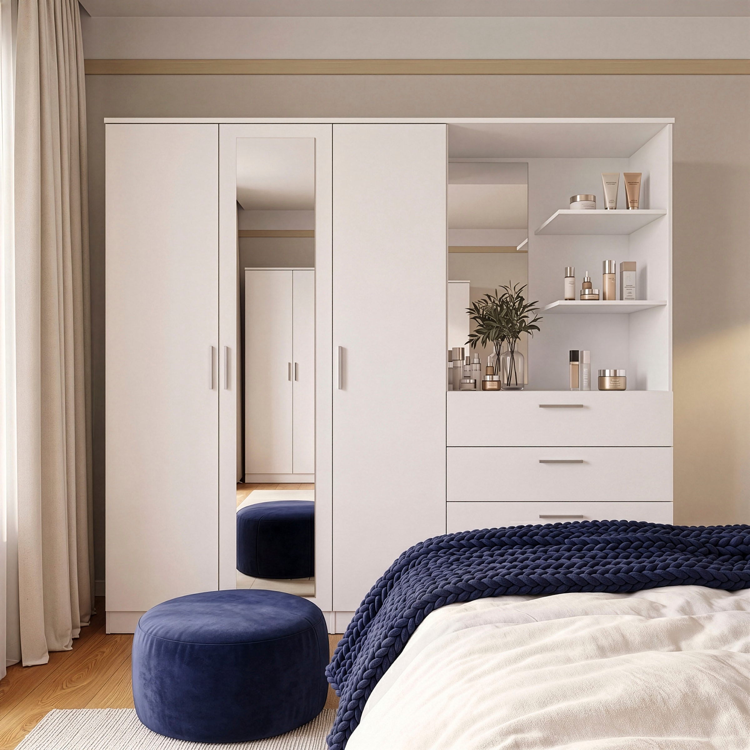 FORTE Kleiderschrank »Drehtürenschrank, Spiegel, Schubladen, viel Stauraum« B/H/T 199/181/52,7, Spiegeltüre, Stauraum, FSC