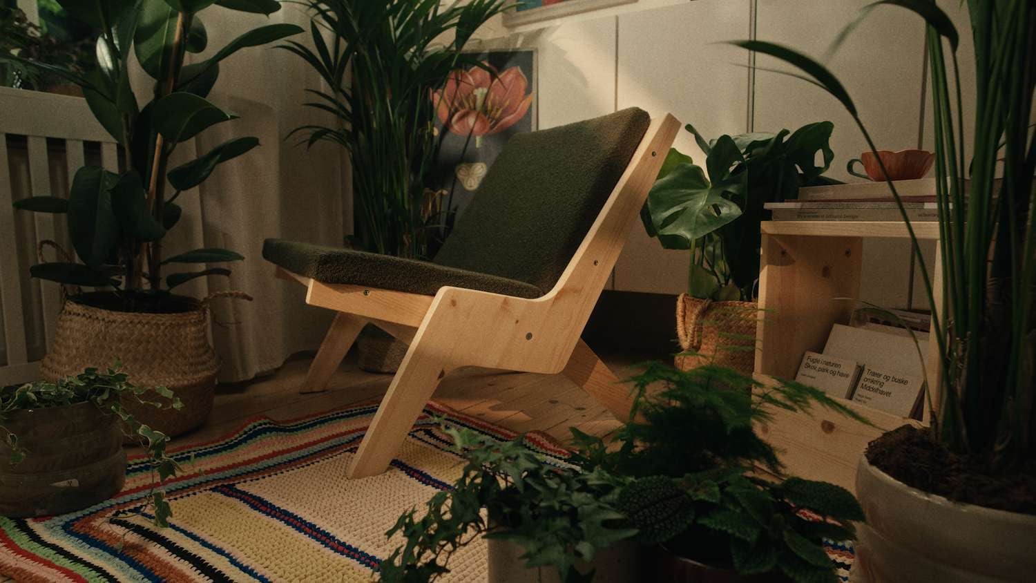 Karup Design Loungesessel »Sway Lounge Chair, ohne Armlehnen, aus FSC®-zertifiziertem Massivholz« Matratze mit Bouclé-Bezug in mehreren Farben, Made in Europe