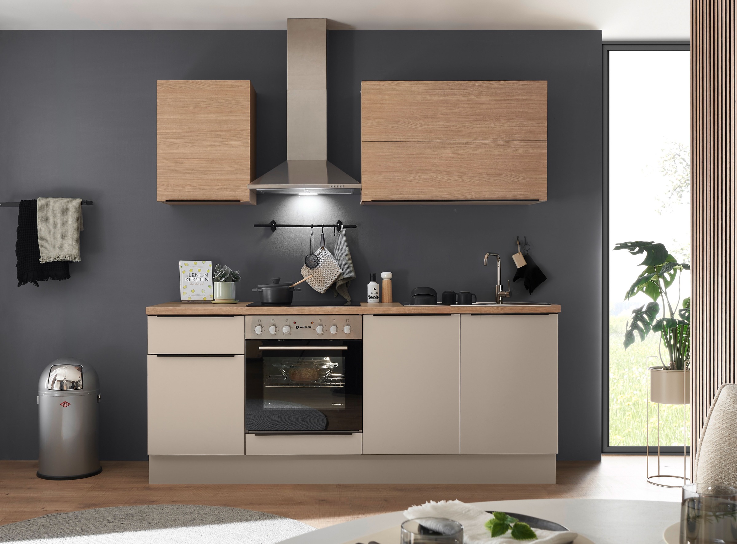 KOCHSTATION Küchenzeile »Cocco B/H/T 210x211x60 cm« Breite 210 cm, wahlweise mit E-Geräten und Induktion