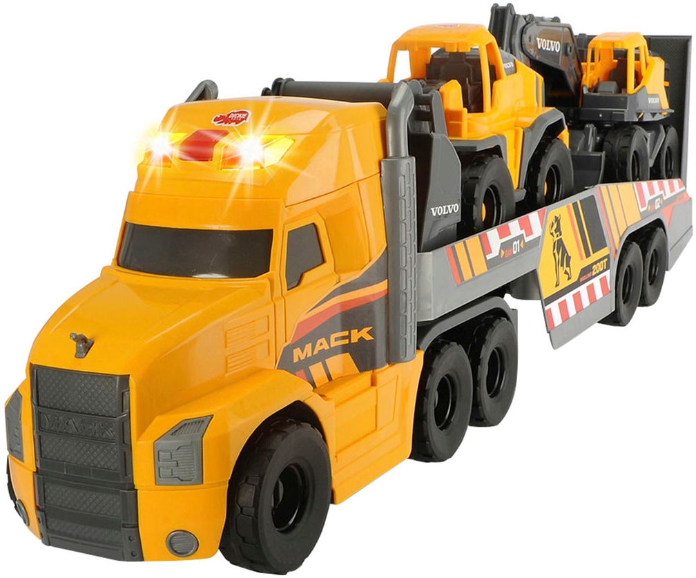 Dickie Toys Spielzeug-Baumaschine »Mack/Volvo Heavy Loader Truck«, (Set), mit Licht und Sound