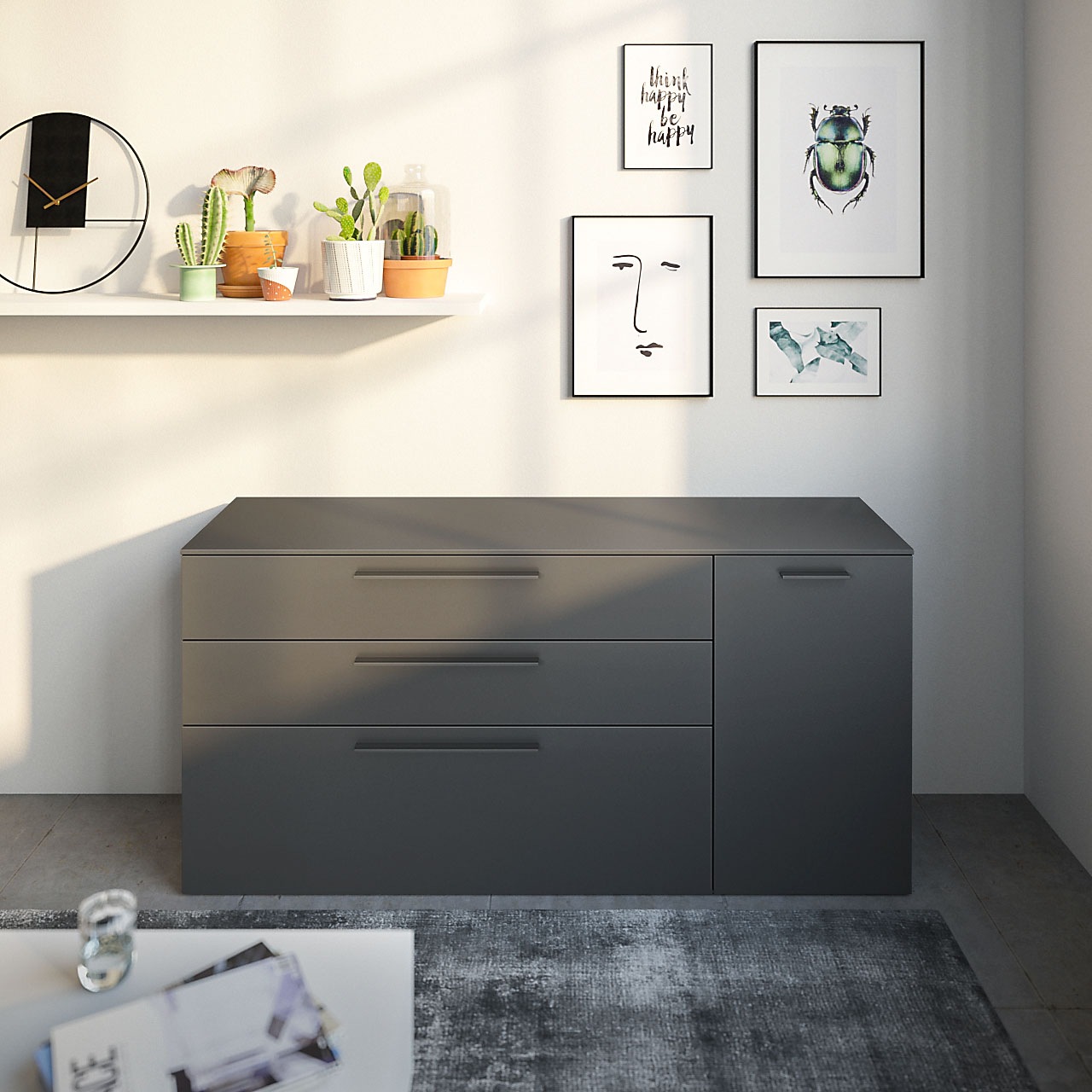 GALLERY M branded by Musterring Lowboard »Arrive 7441«, Breite 165,3 cm, mit 3 Schubladen und 1 Tür, Höhe 80 cm