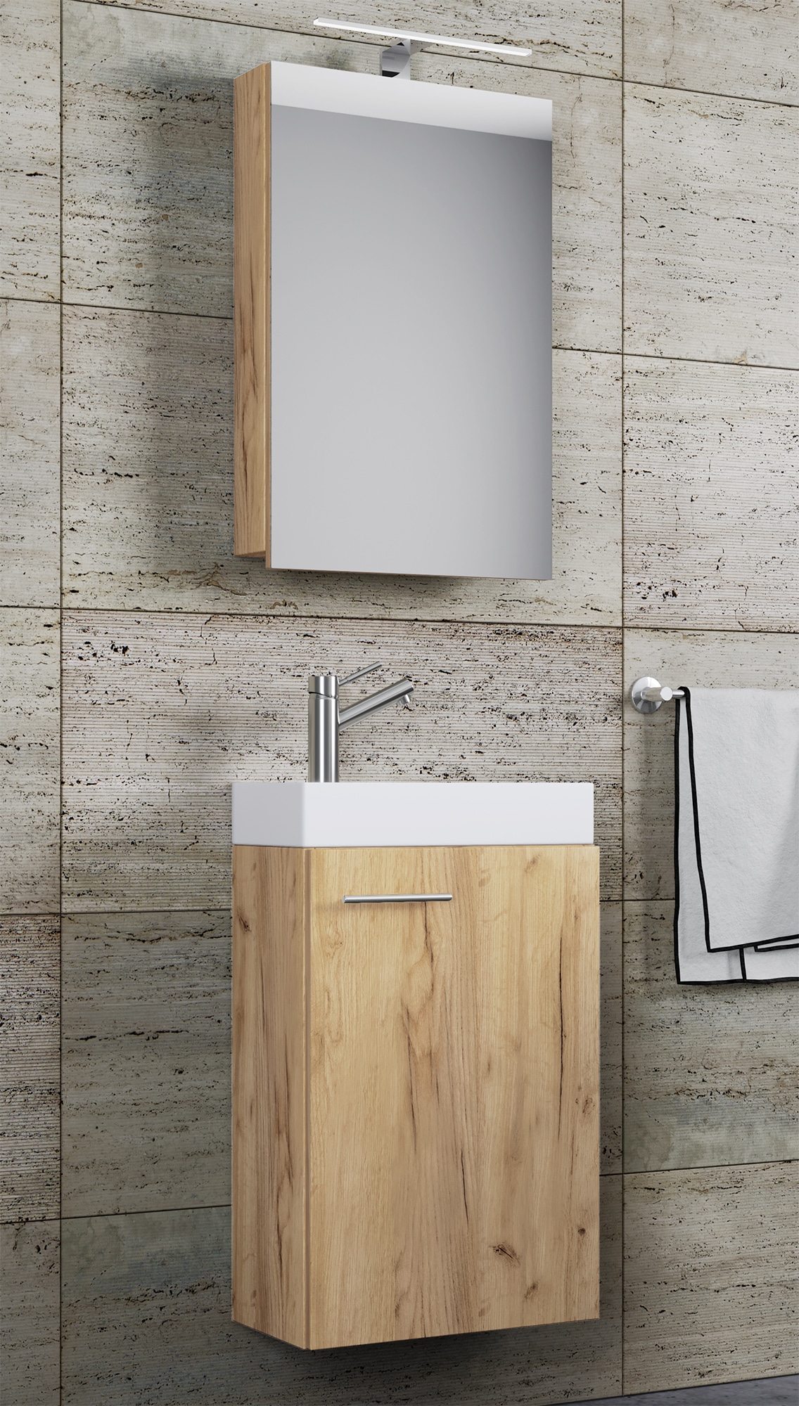 VCM Waschbeckenunterschrank »VCM 3-tlg Set | Waschplatz für Gäste WC | Gästebad | Waschtisch | Badezimmer Set - Slito SC« 3 Stk. tlg.