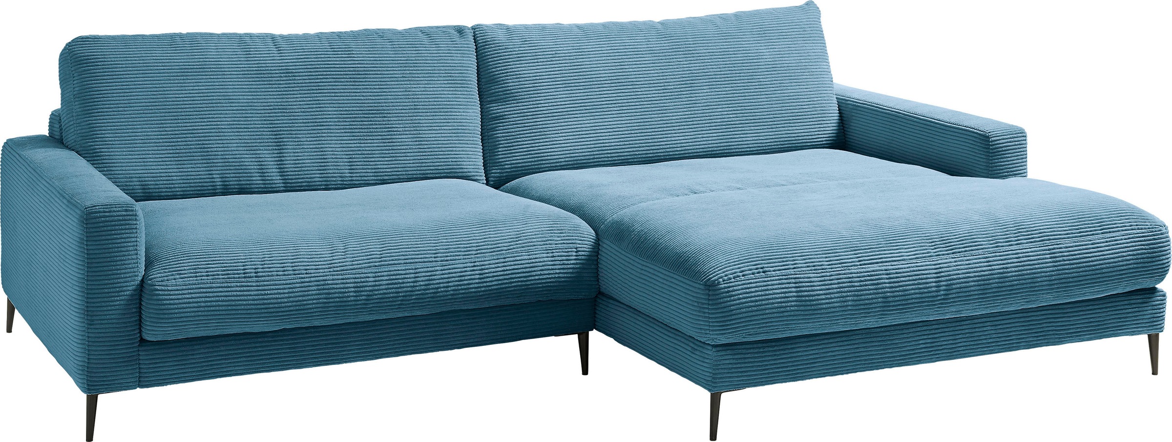 INOSIGN Ecksofa »Downtown, B/T/H: 272/190/84 cm L-Form«, weicher Sitzkomfort auch in Cord und Bouclé, incl. Zierkissen