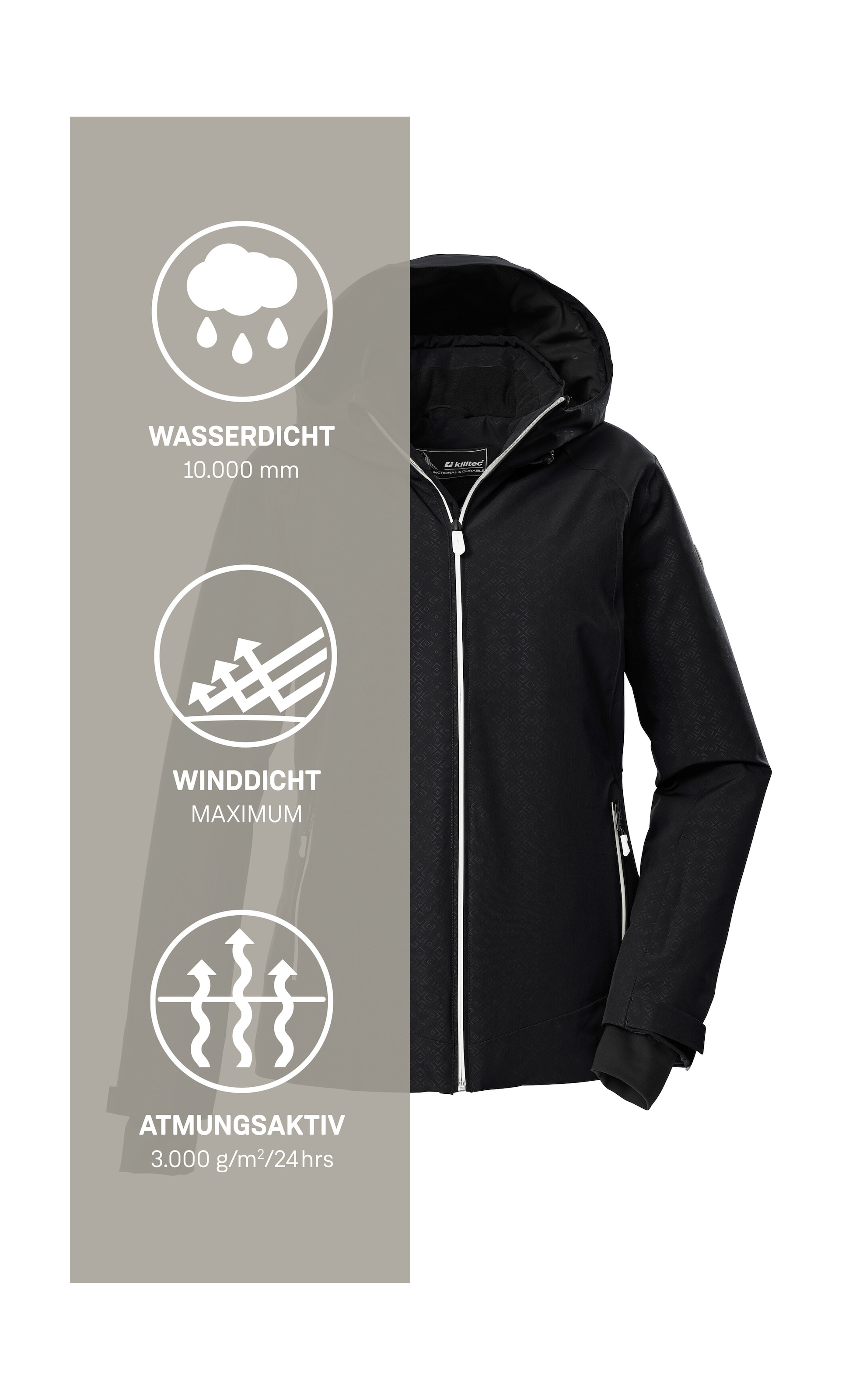 Killtec Skijacke »KSW 33 WMN SKI JCKT«, Damen Skijacke: wasserdicht, atmungsaktiv, verstellbar, PFAs-frei