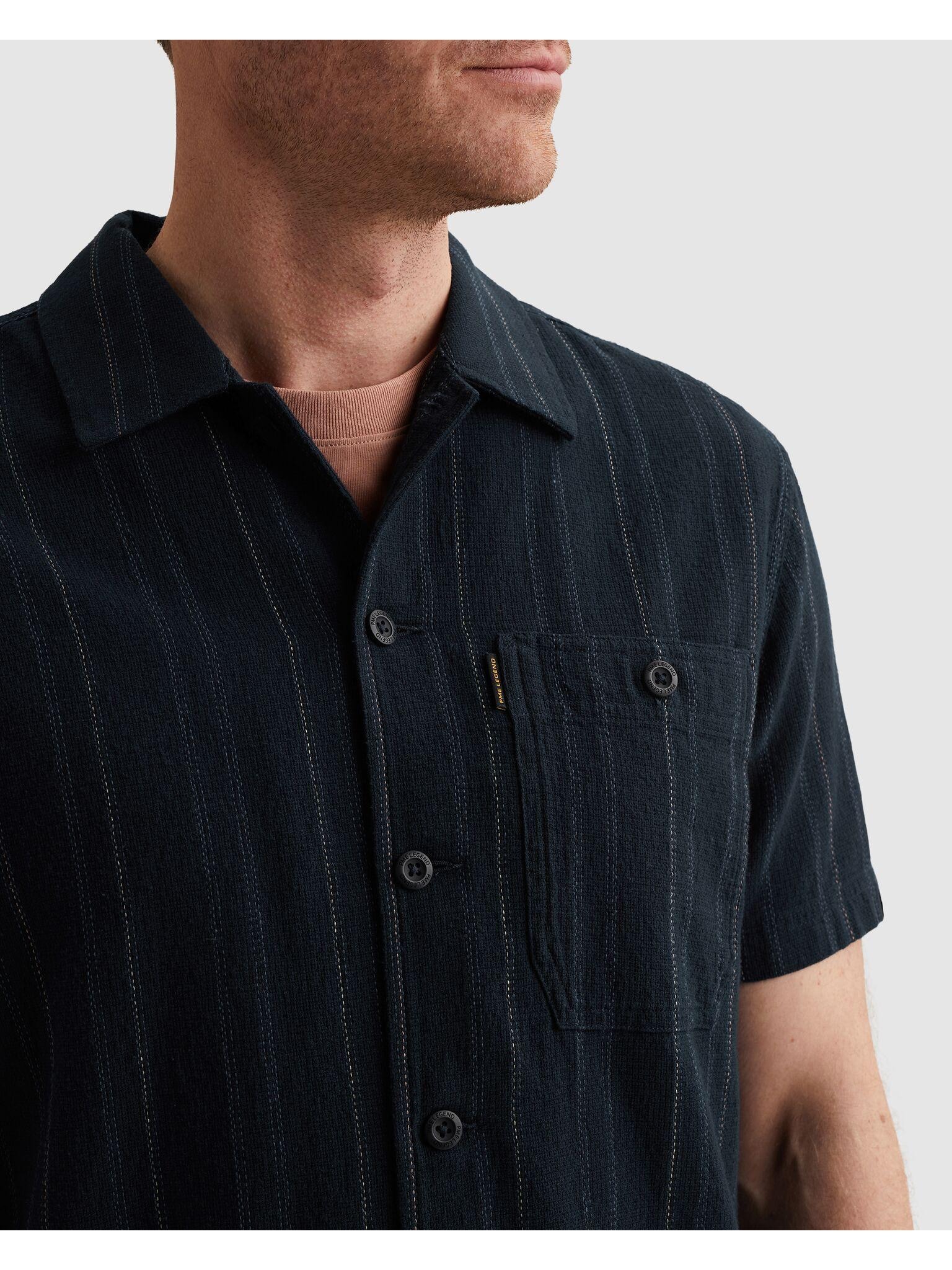 PME LEGEND Kurzarmhemd »Short Sleeve Shirt Yarn dye mattweave stripe« mit Brust Tasche