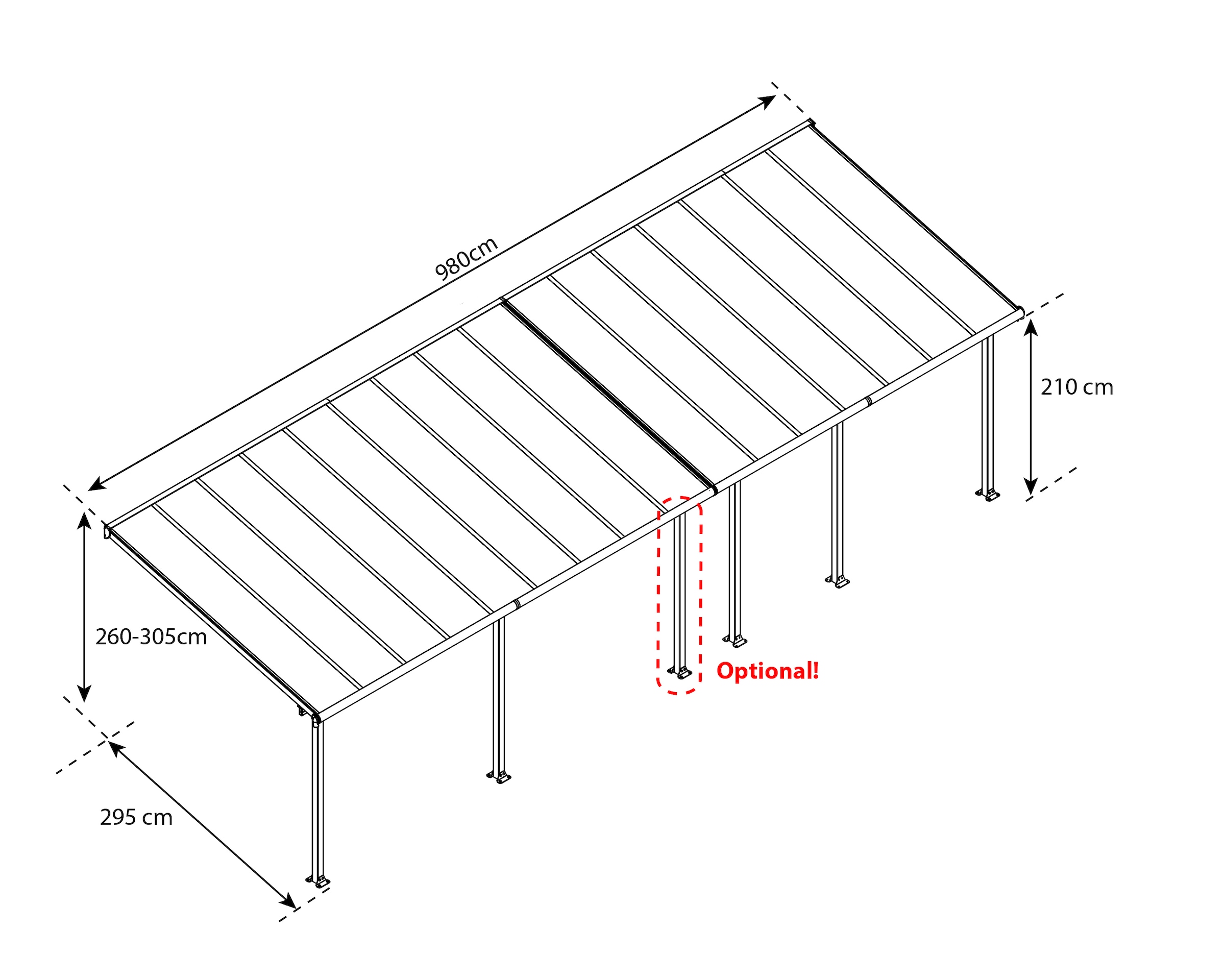 Palram - Canopia Terrassendach »Olympia 3x9.71«, BxT: 980x295 cm