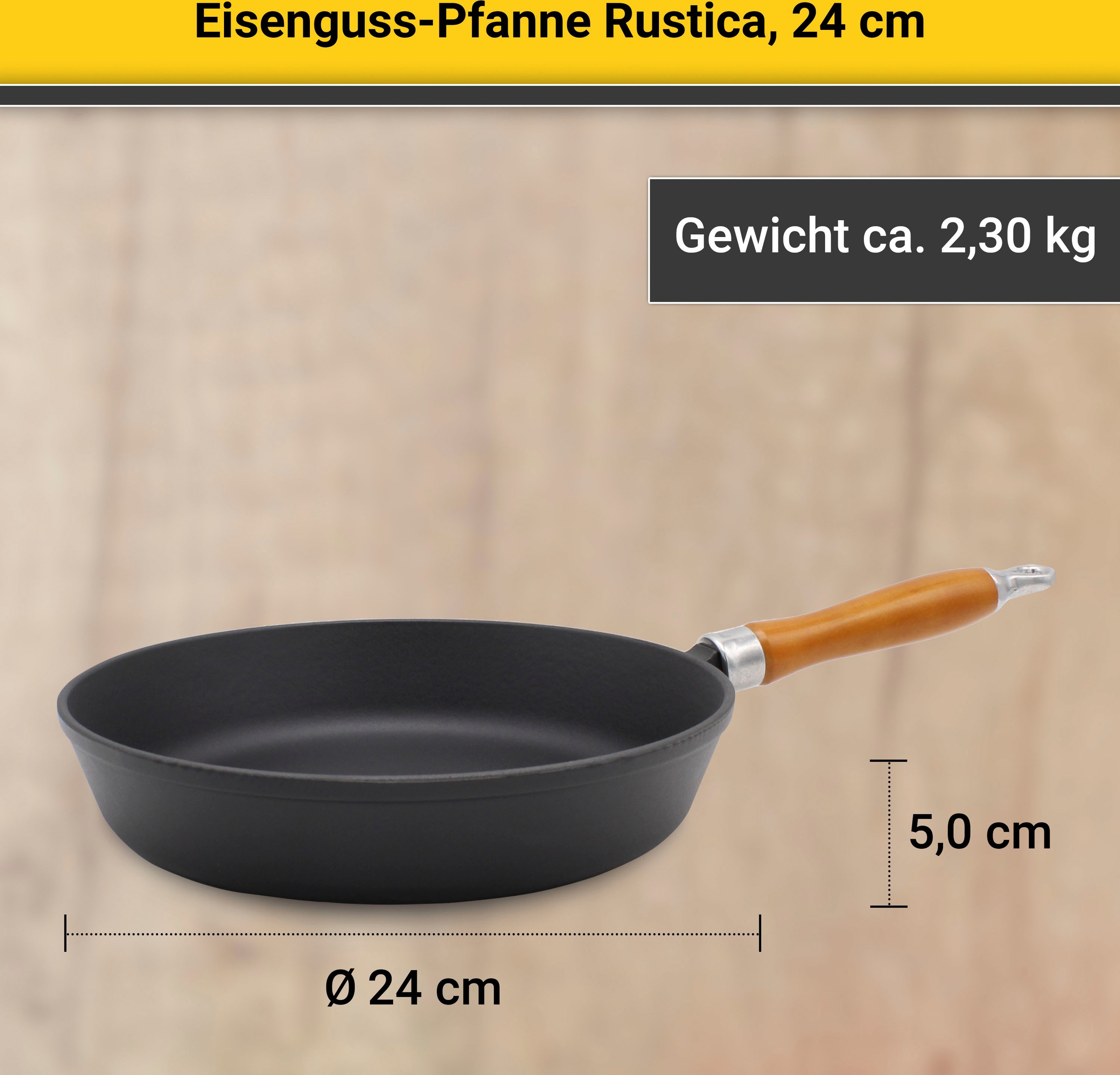 Krüger Bratpfanne »Einsenguss Pfanne RUSTICA«, Gusseisen, (1 tlg.), für Induktions-Kochfelder geeignet