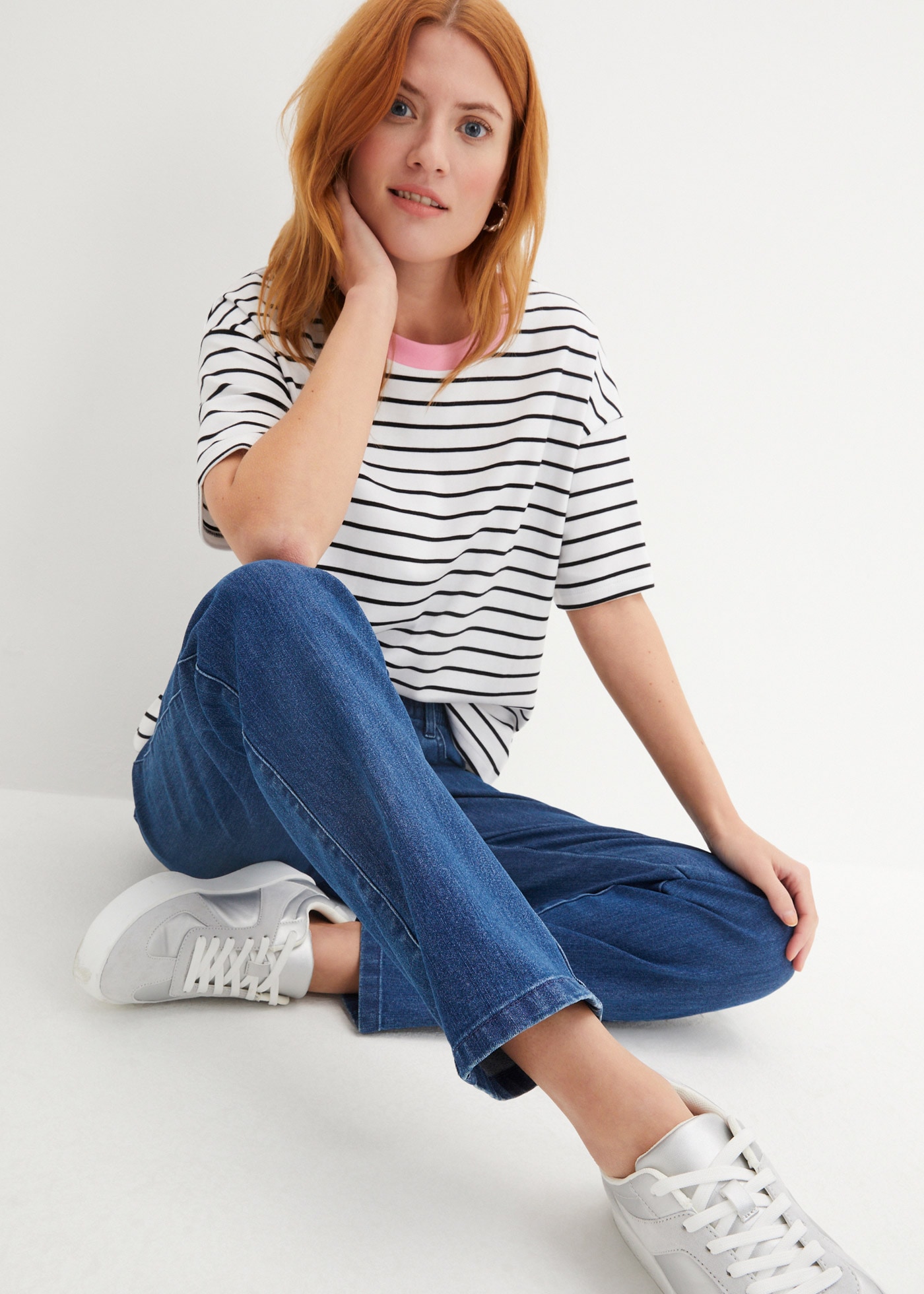 bonprix Stretch-Hose  Straight Jeans, Mid Waist (2er Pack)